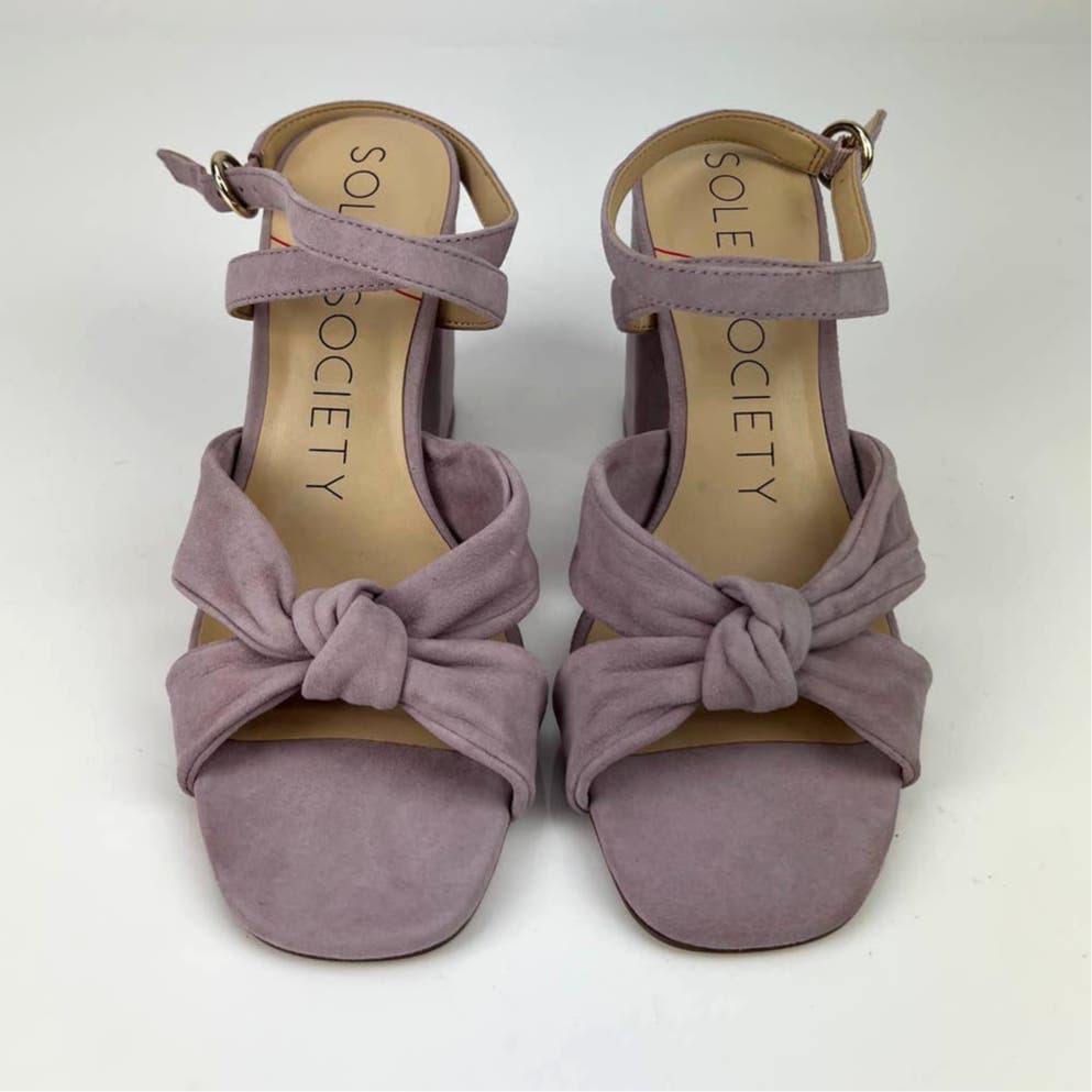 Sole Society Women US 5.5 Lavender Suede Ankle Strap Sandals