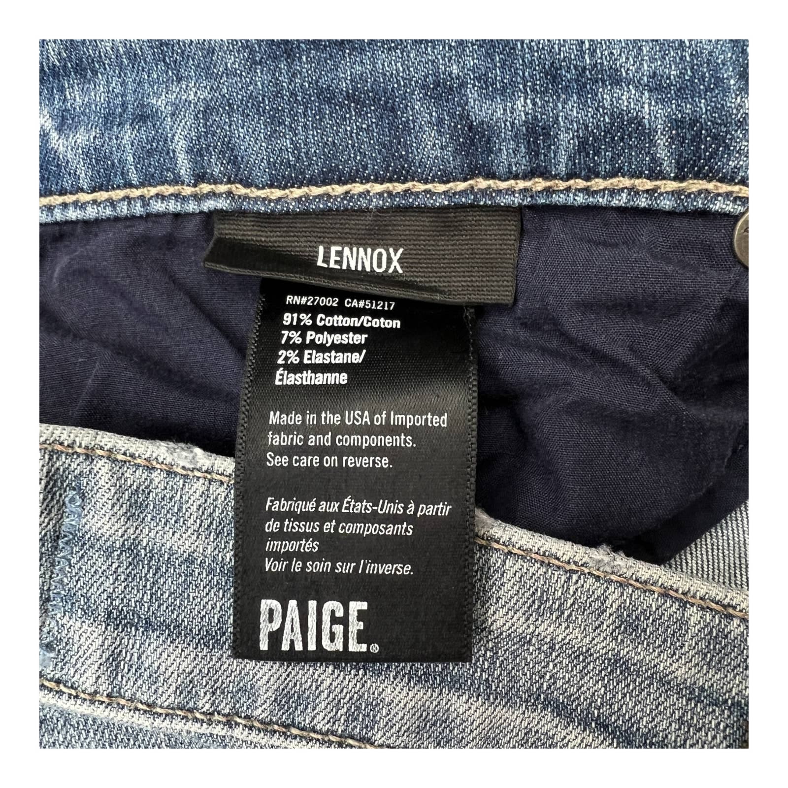 Paige Lennox Men Denim Blue Jeans US 33 Slim Skinny Ripped