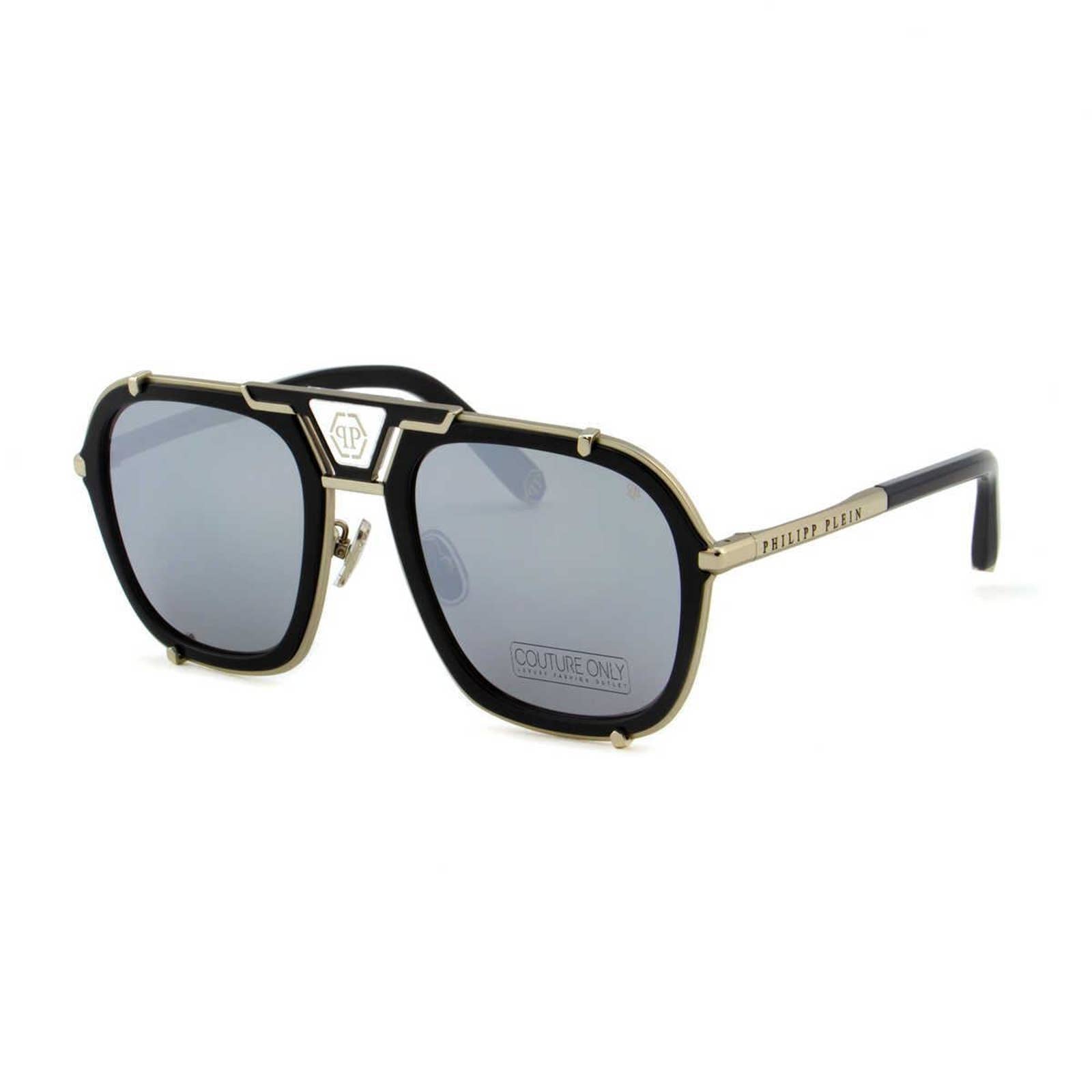 Men Black Aviator Titanium Sunglasses SPP010M-589X