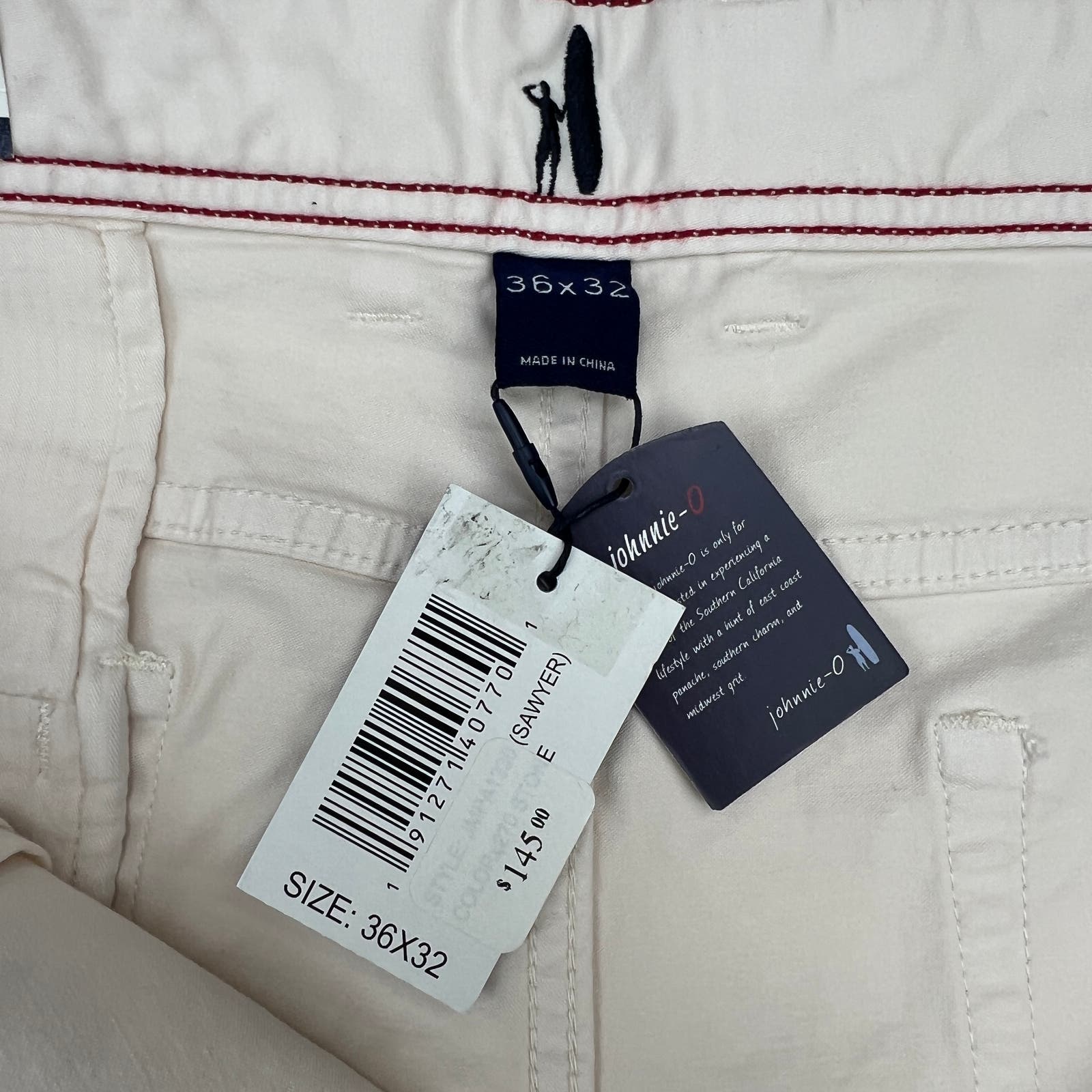 Johnnie-O Sawyer Men Stone White Jeans US 36x32 Slim Fit
