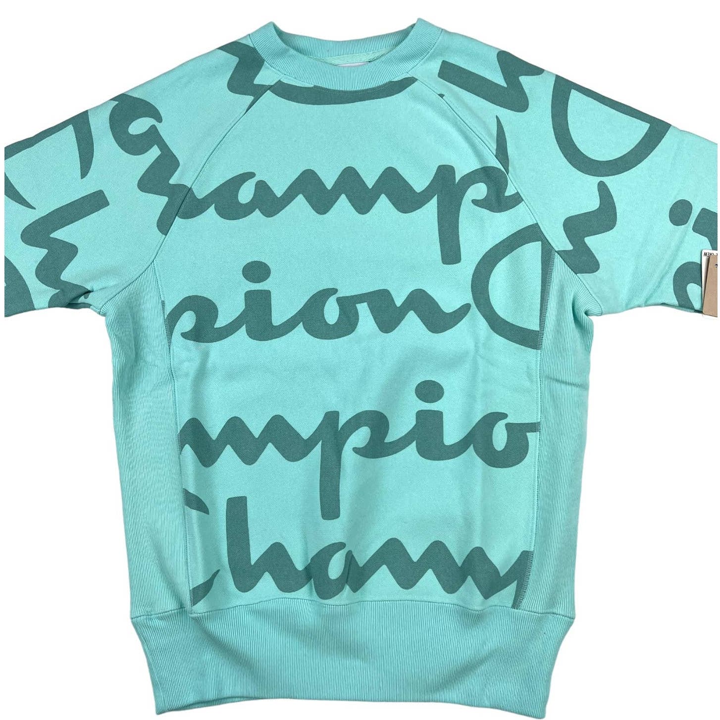 Champion Men Turquiose Blue Sweatshirt US XS Short Sleeve Crew Neck