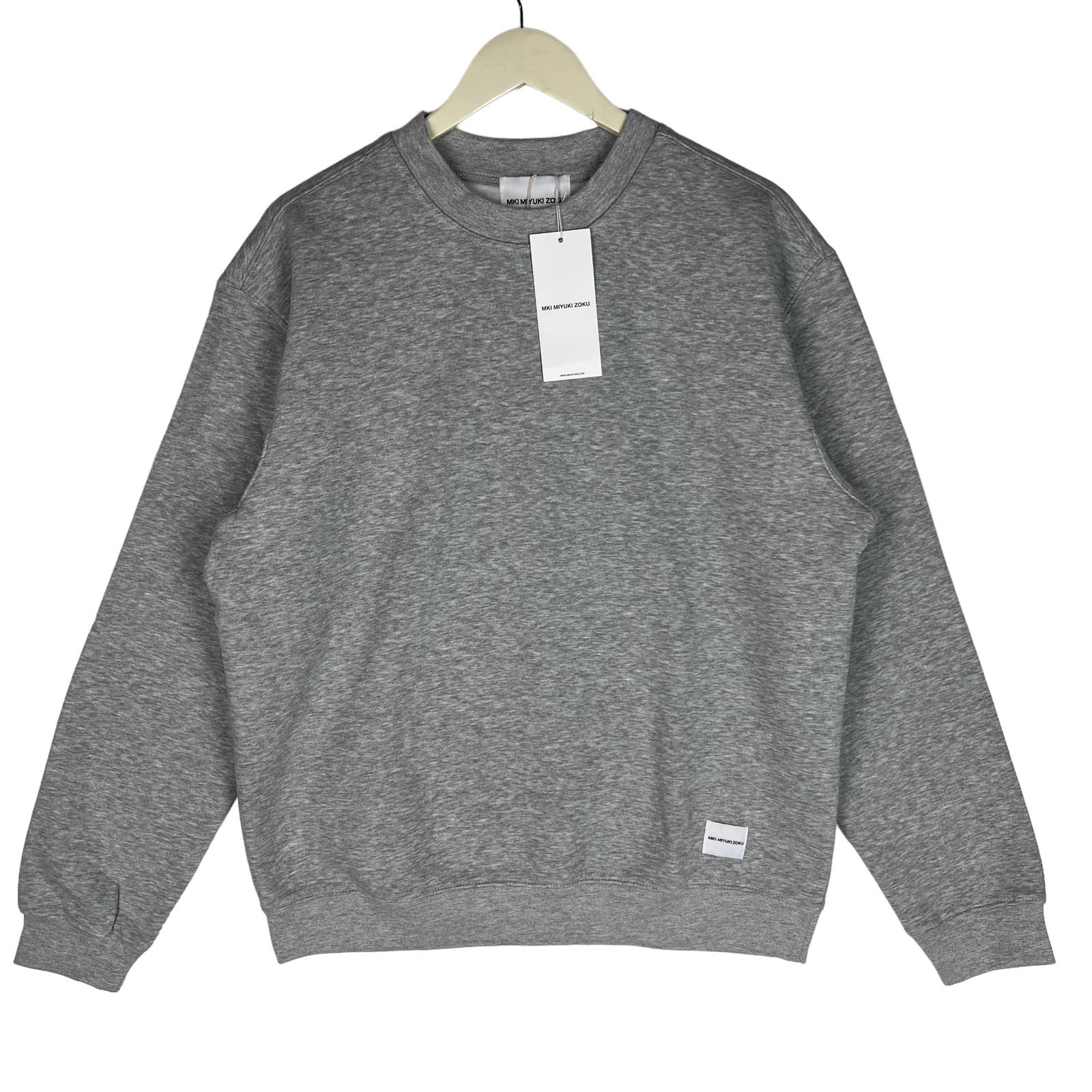 Miyuki Zoku Men Grey Crew Neck US L Cotton Sweatshirt Fleece Inner
