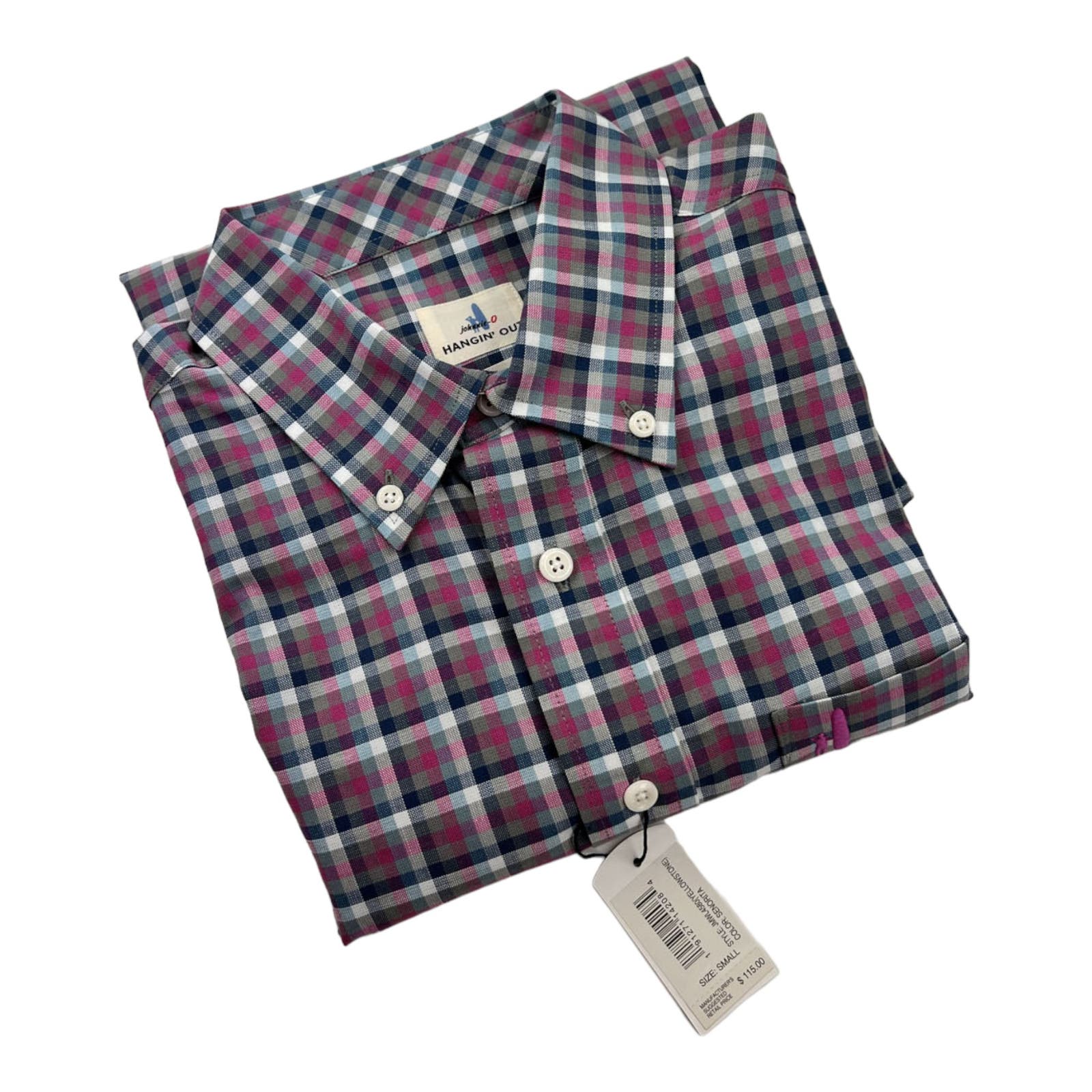 Johnnie-O Men Purple Multicolor Plaid Shirt US S Long sleeve Button Down