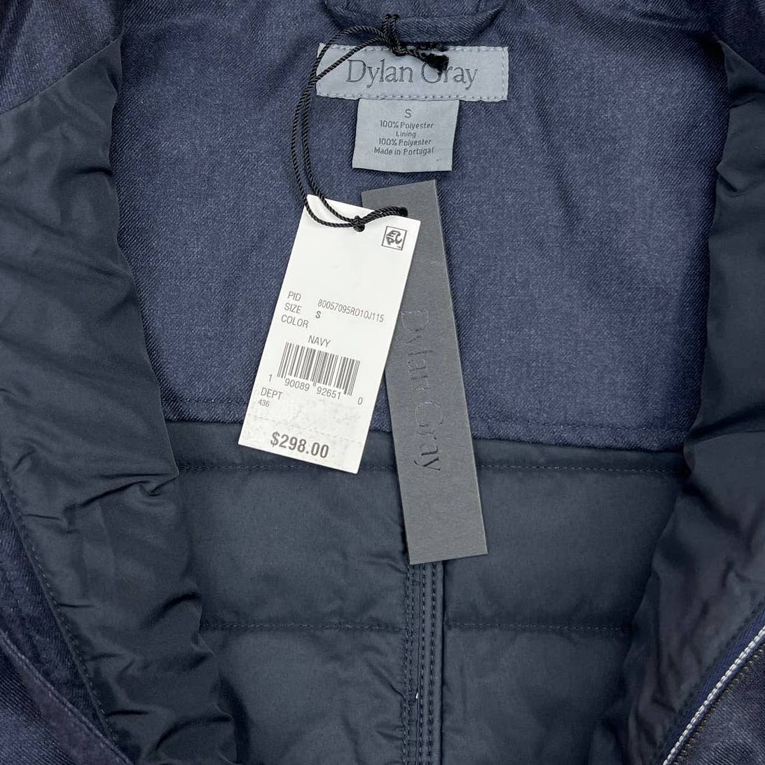 Dylan Gray Men Navy Blue Sleeveless US S Jacket Full-Zip Vest
