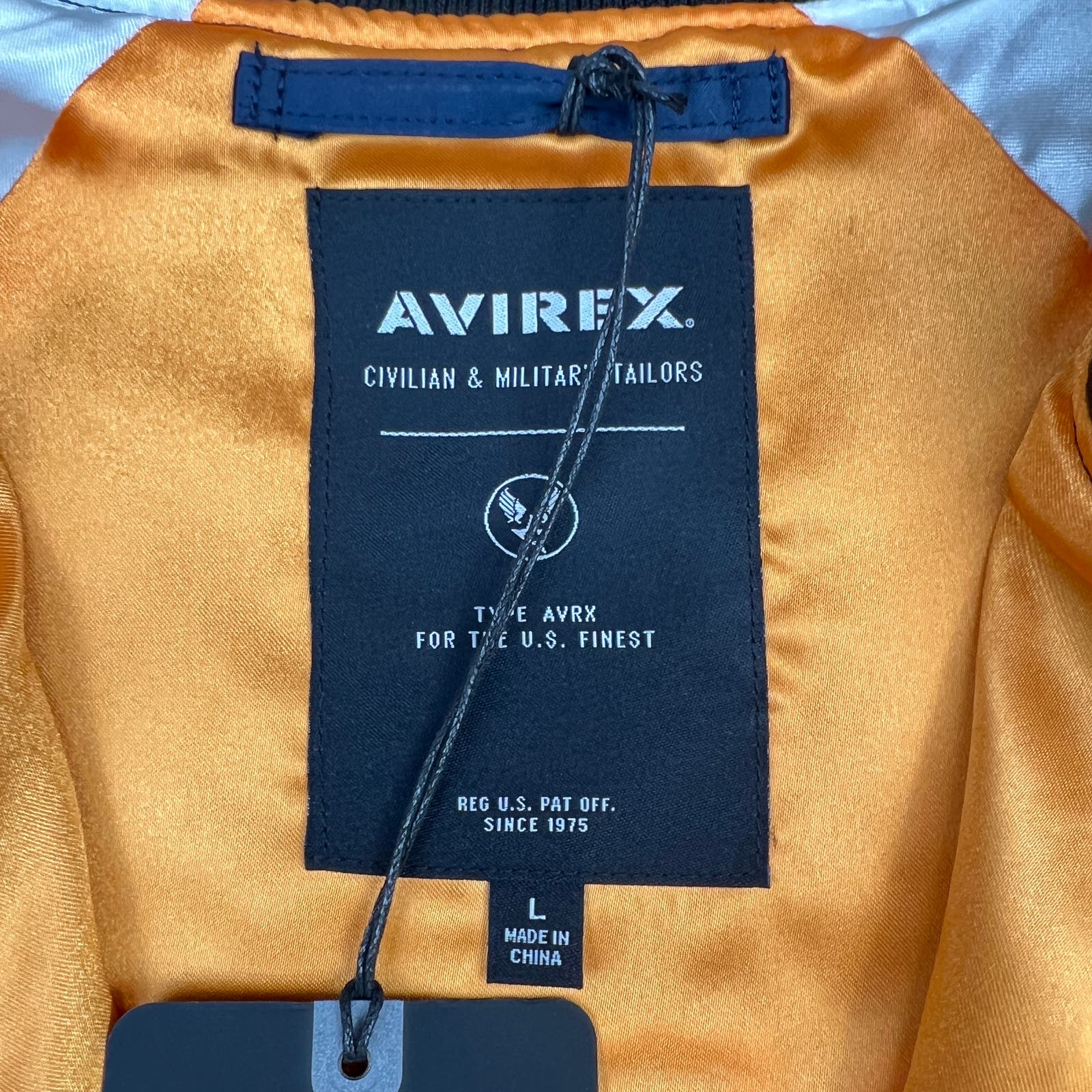 Avirex Civilian Military Tailors Men US L Jacket Full Zip Front Navy White Blazer