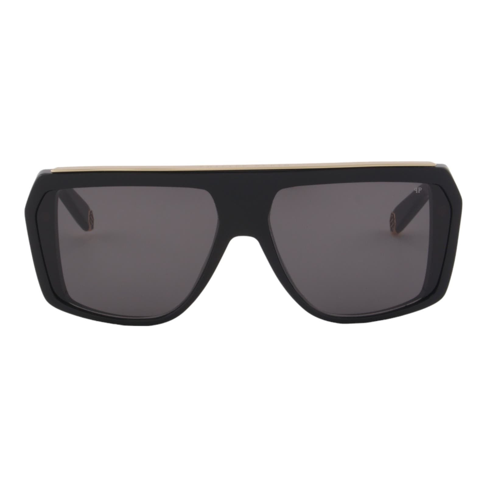 Men Designer Sunglasses SPP074-0700 Stylish Black Square Frame Gray Lens