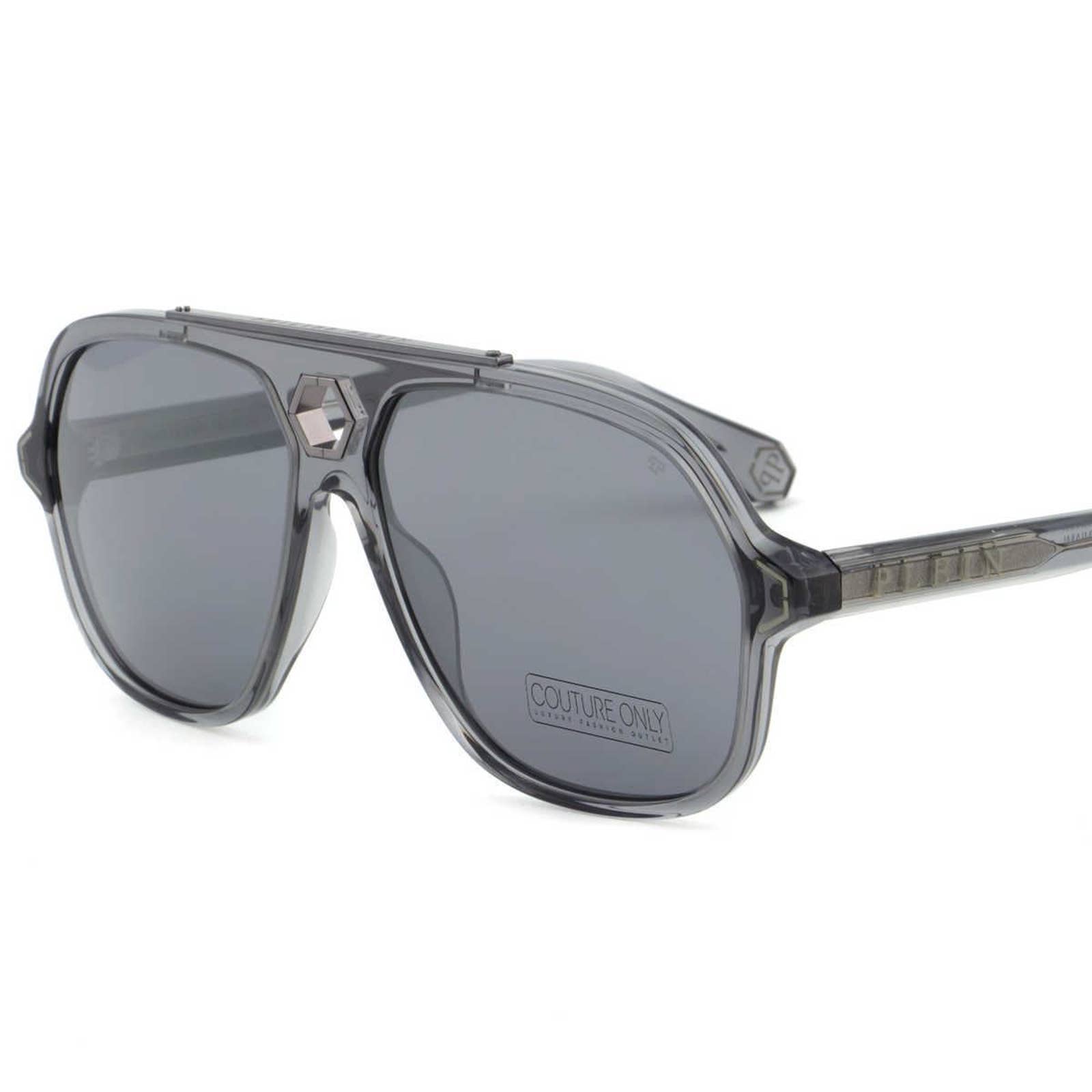 Men Gray Translucent Square Sunglasses SPP004V-9MBX