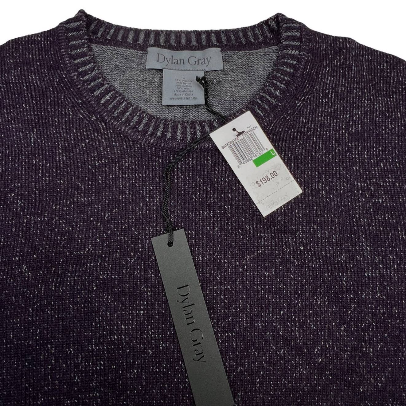 Dylan Gray Men Purple Grey Crew Neck US L Sweatshirt With Cashmere