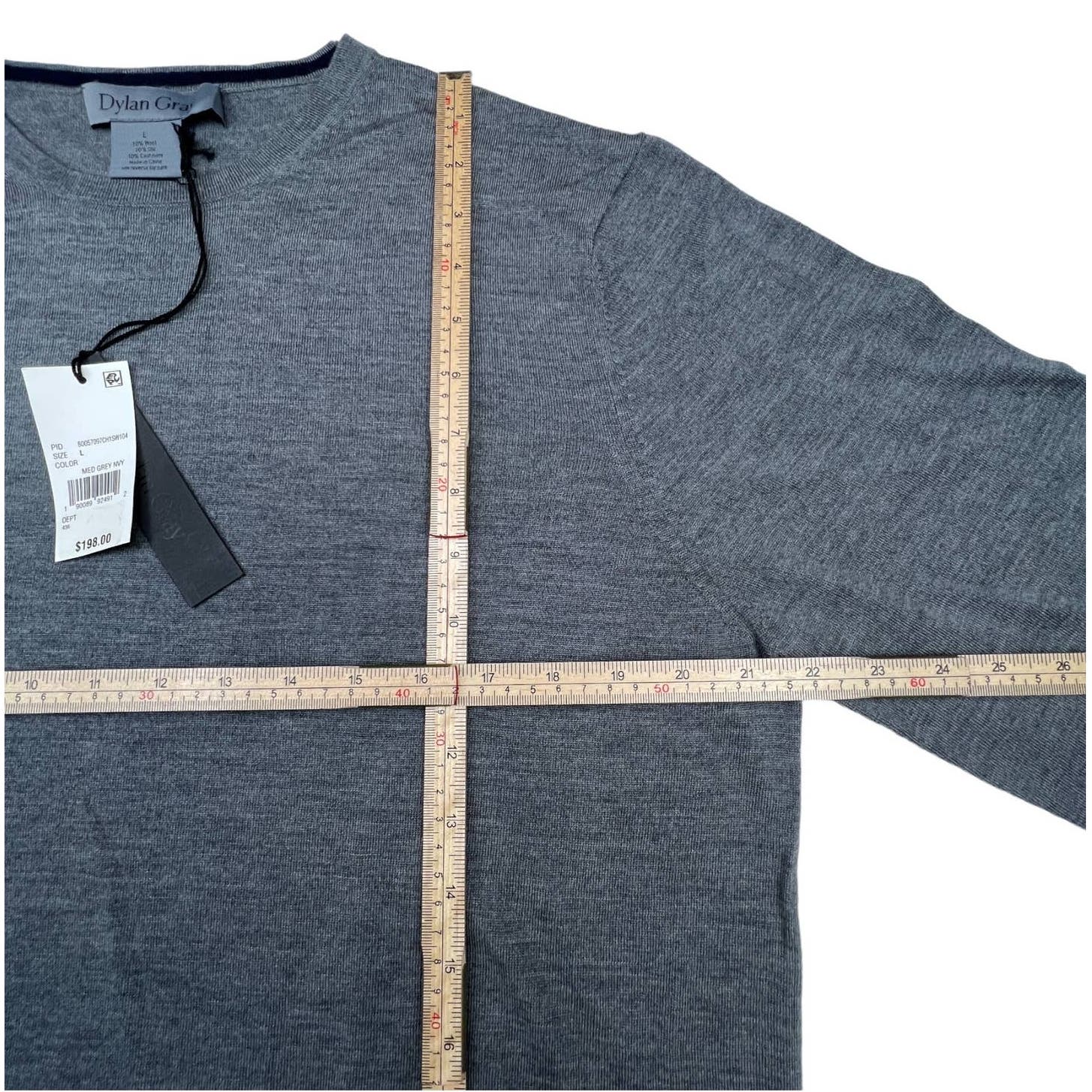 Dylan Gray Men Grey Sweatshirt US L Crew Neck Long Sleeve
