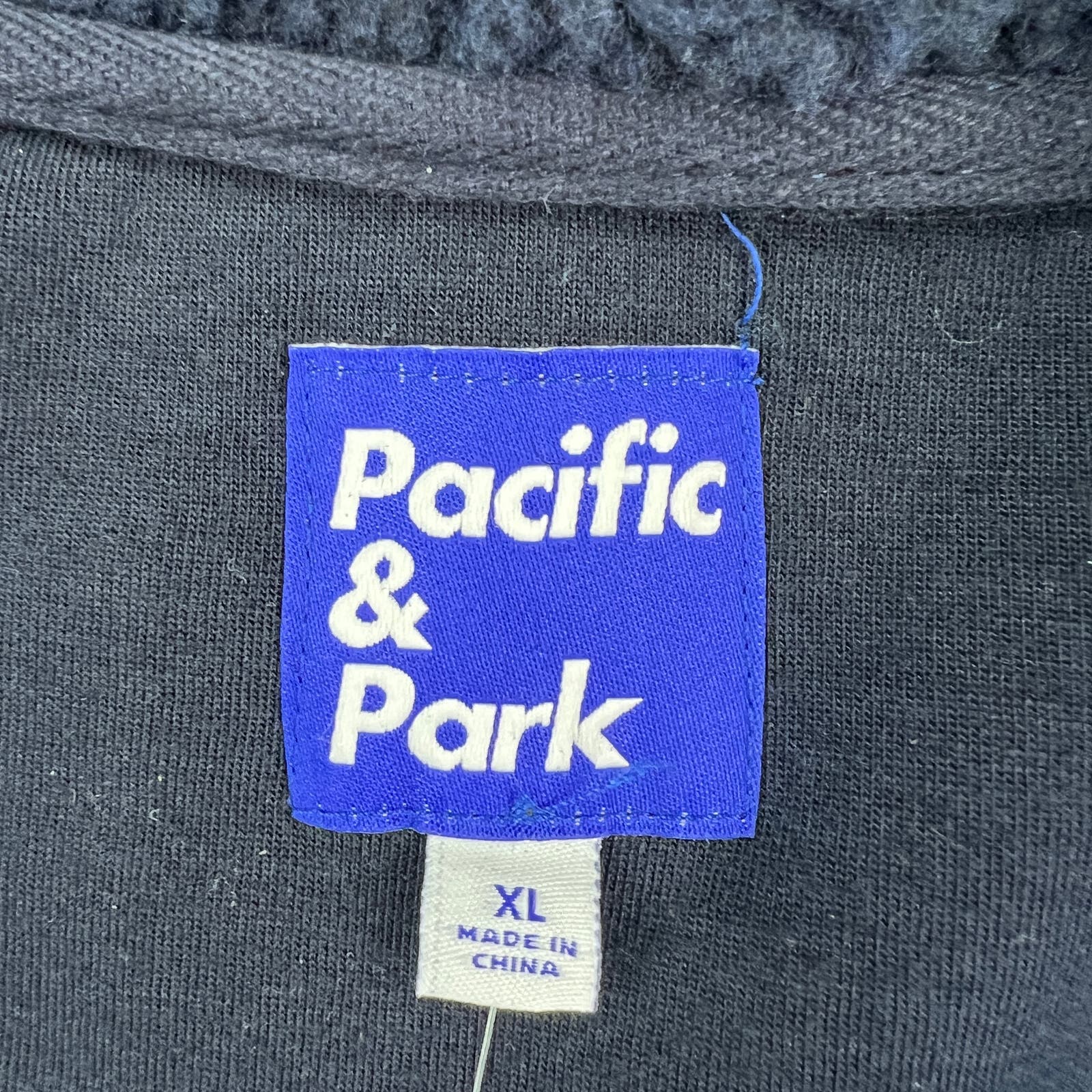 Pacific & Park Men Navy Teddy Full Zip Jacket US XL Colorblocker Pocket