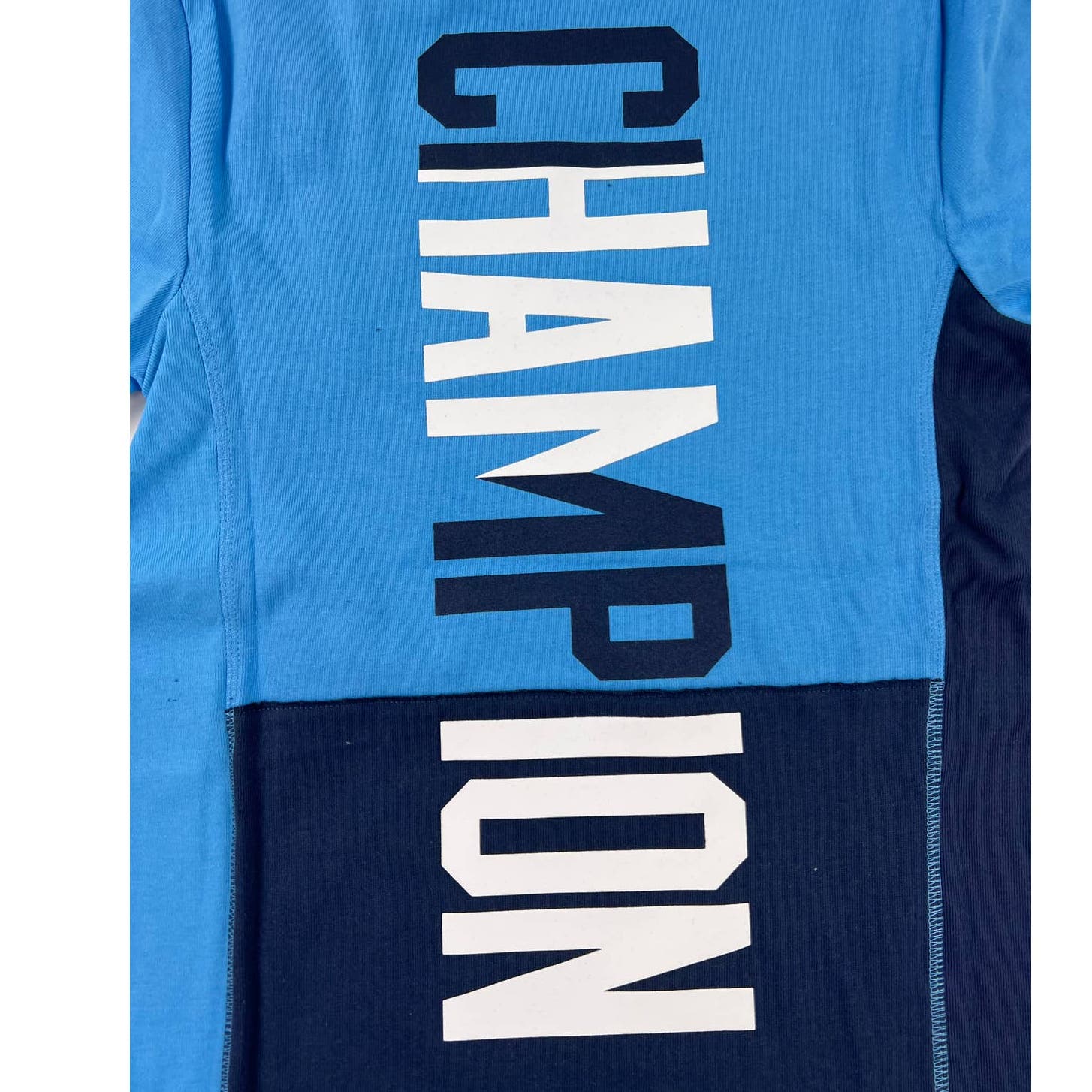 Champion Men Blue T-Shirt Crew Neck US XS Short Sleeve Asymmetrical Tee