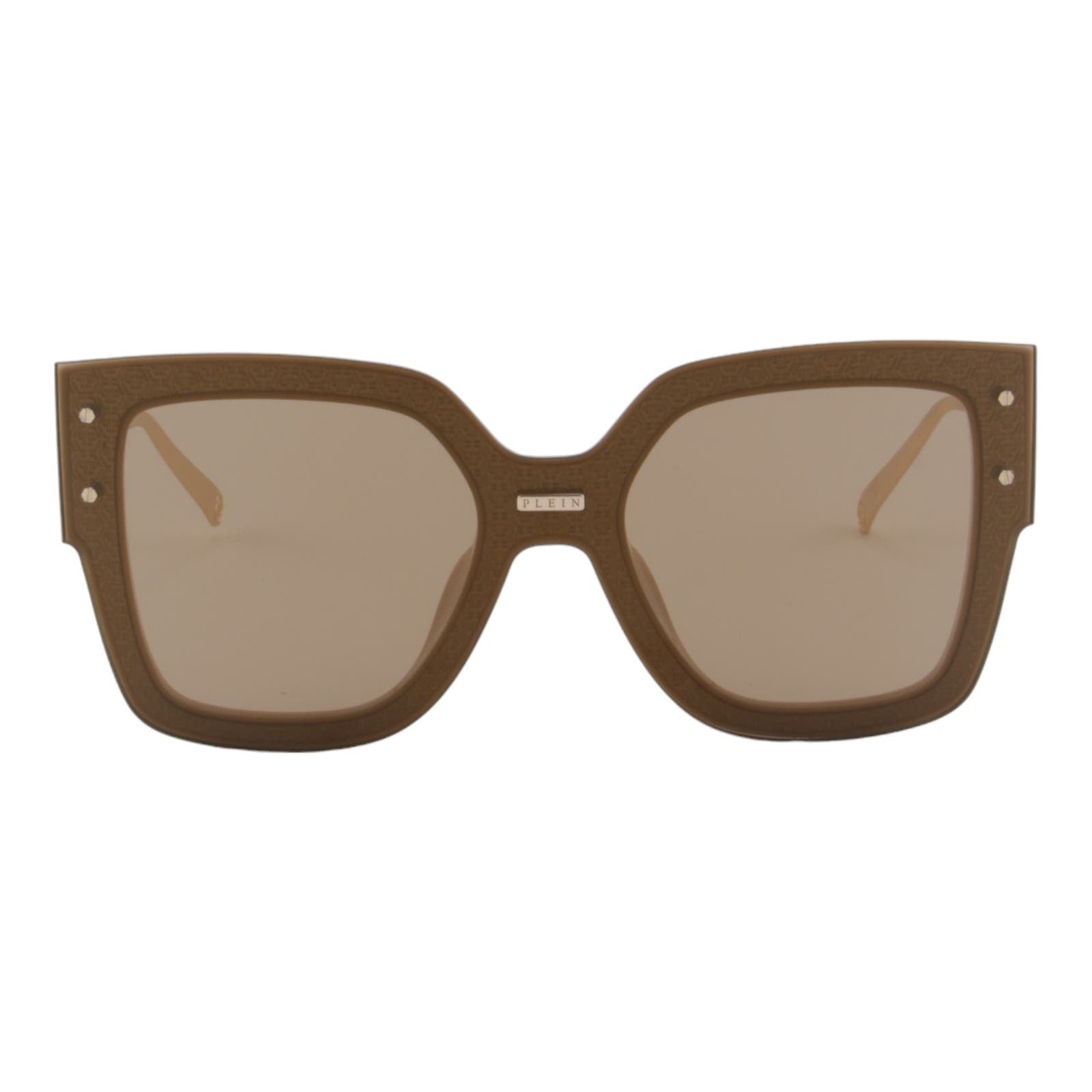 Women Designer Sunglasses SPP041M-6CTG Oversized Square Frame Brown Lens