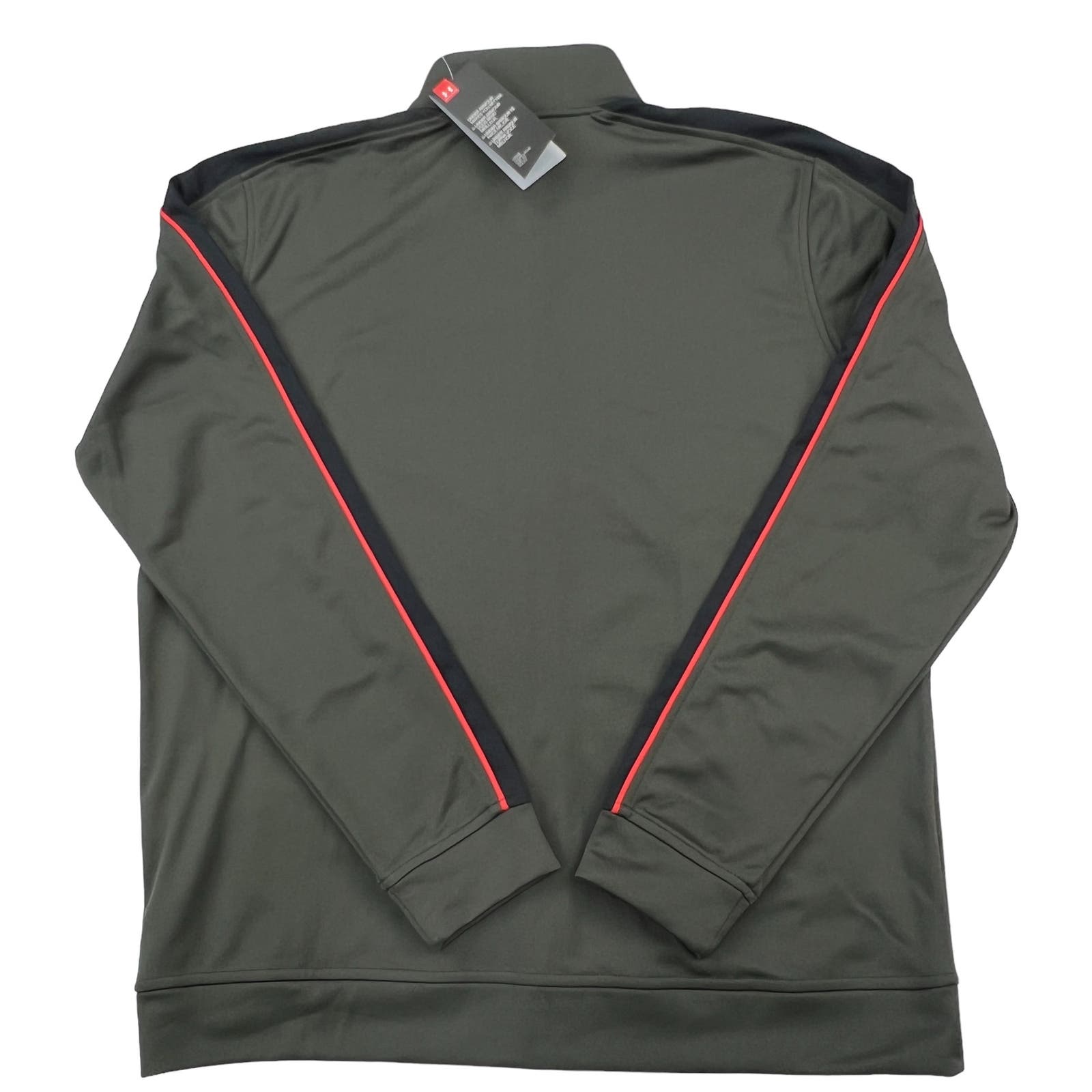 Under Armour Men Khaki Gray Full Zip Jacket US L Arm Stripes Long Sleeve