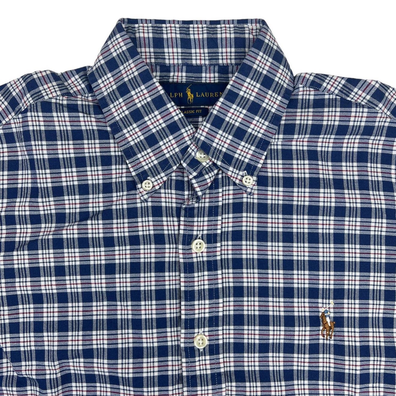 POLO by Ralph Lauren 100% Cotton Men Blue Plaid Shirt US XS Button Down