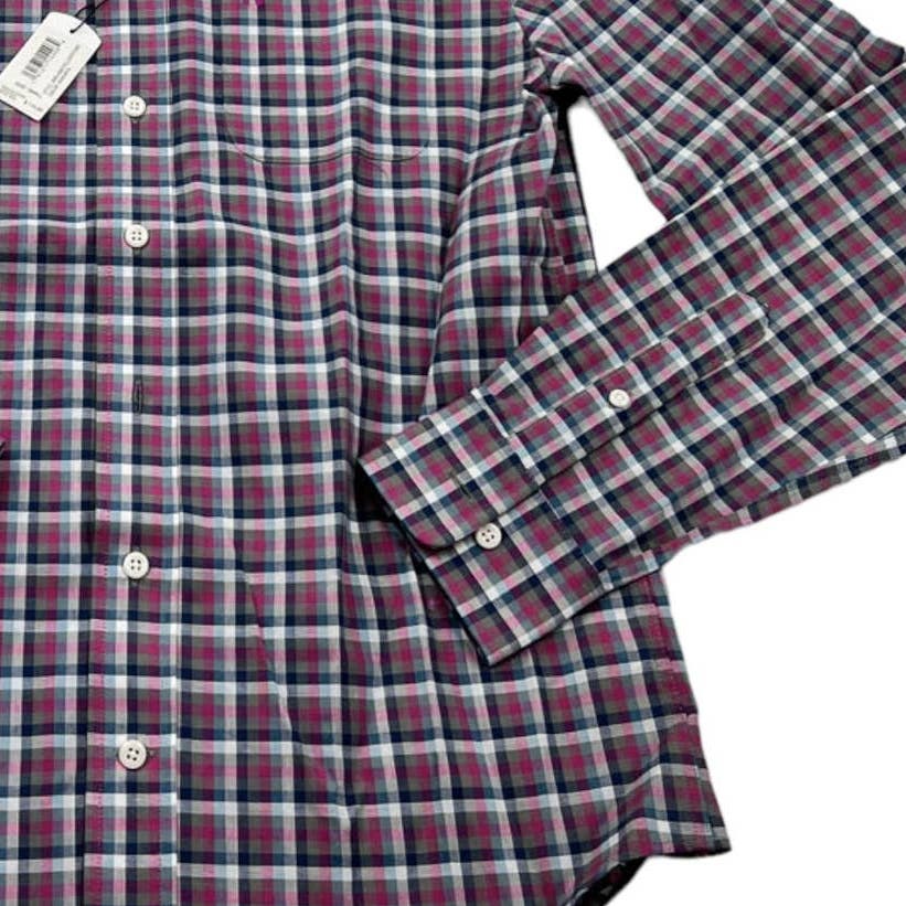 Johnnie-O Men Purple Multicolor Plaid Shirt US S Long sleeve Button Down