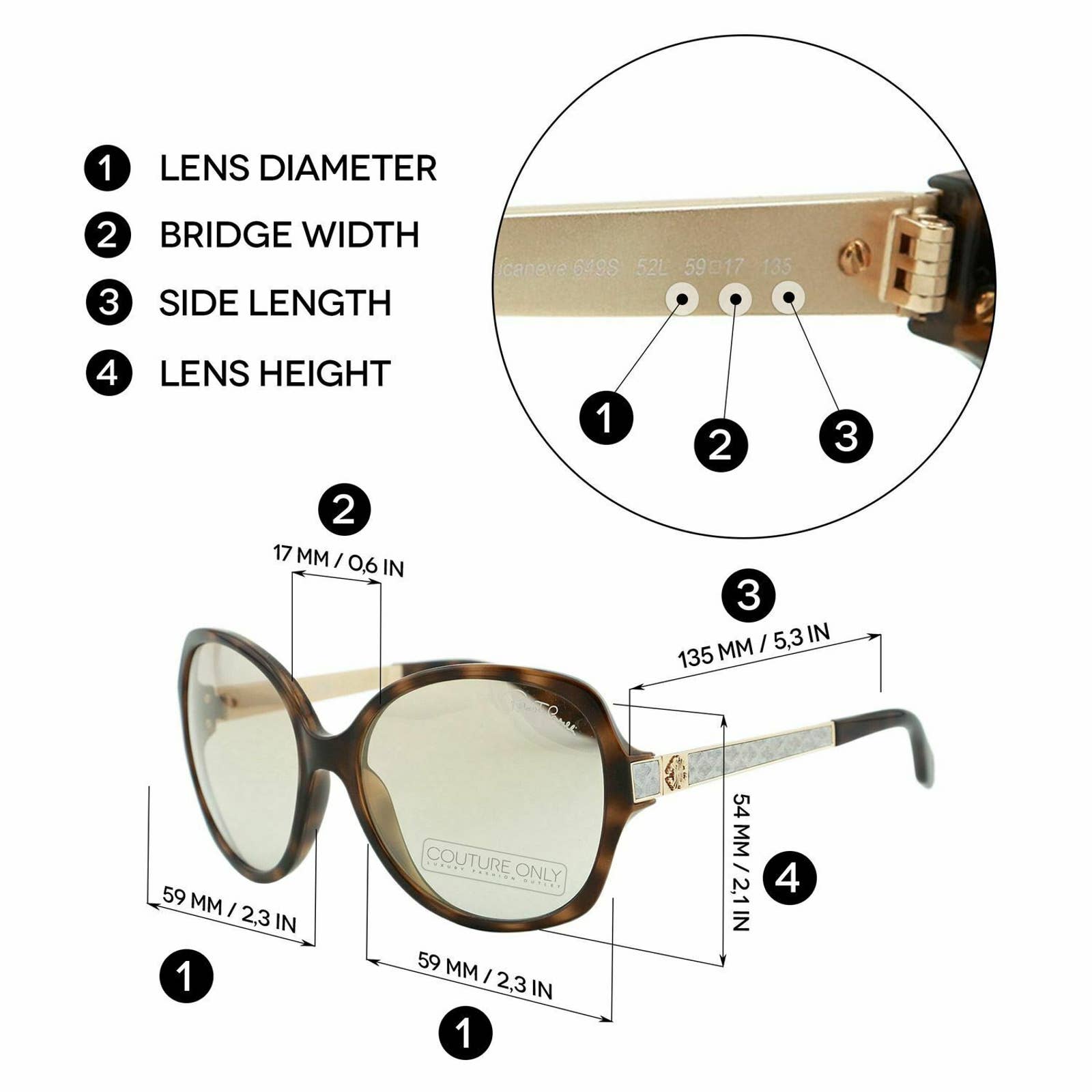 Women Oversized Havana Brown Snake Sunglasses RC649S-52L