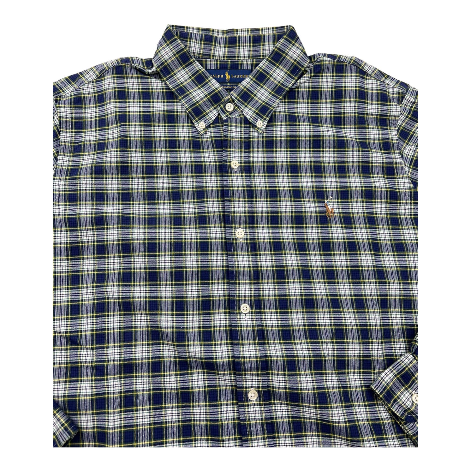 Ralph Lauren Men Blue Plaid Shirt US XL Long Sleeve Button Down