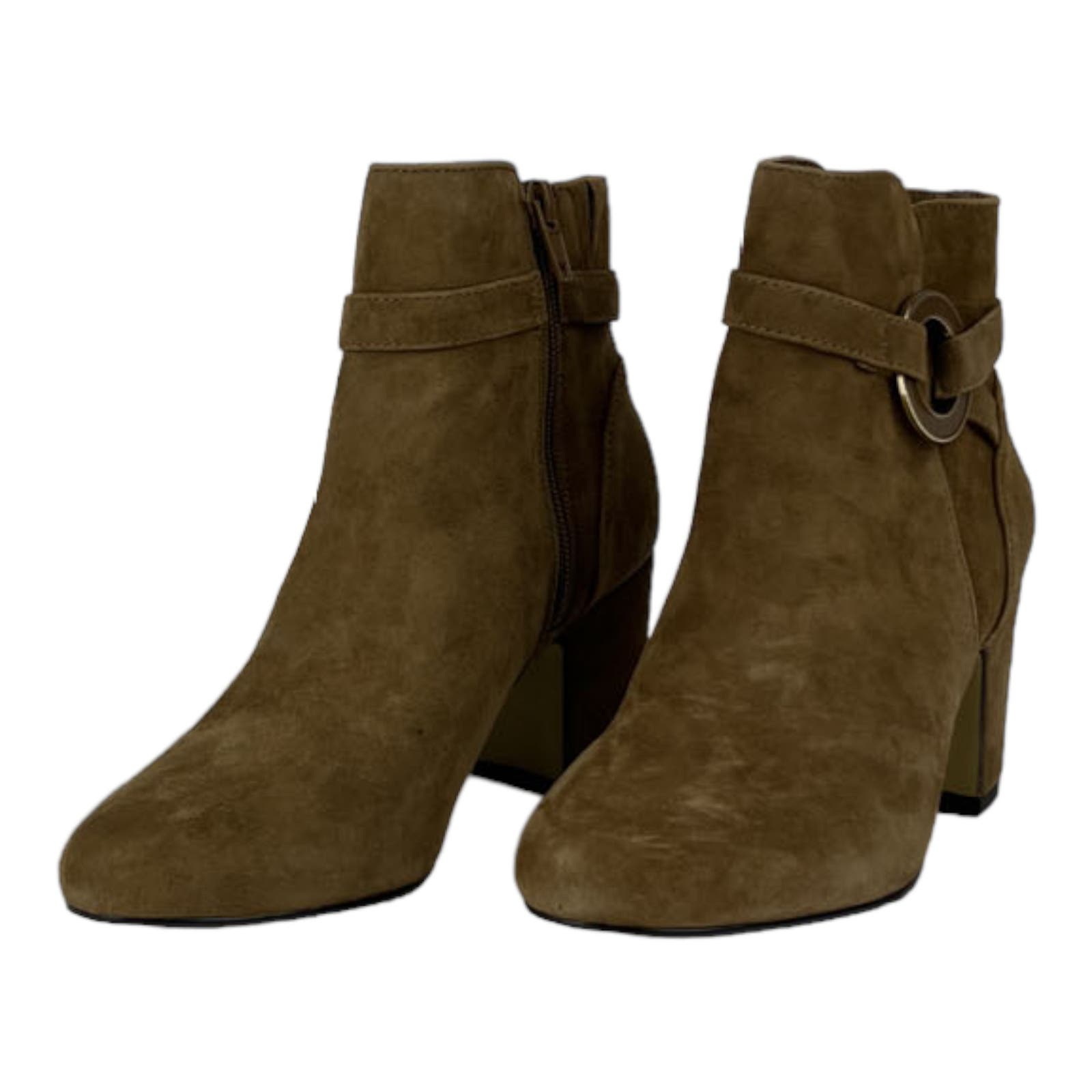 Bella Vita Women US 11 Brown Suede Block Heel Ankle Boots