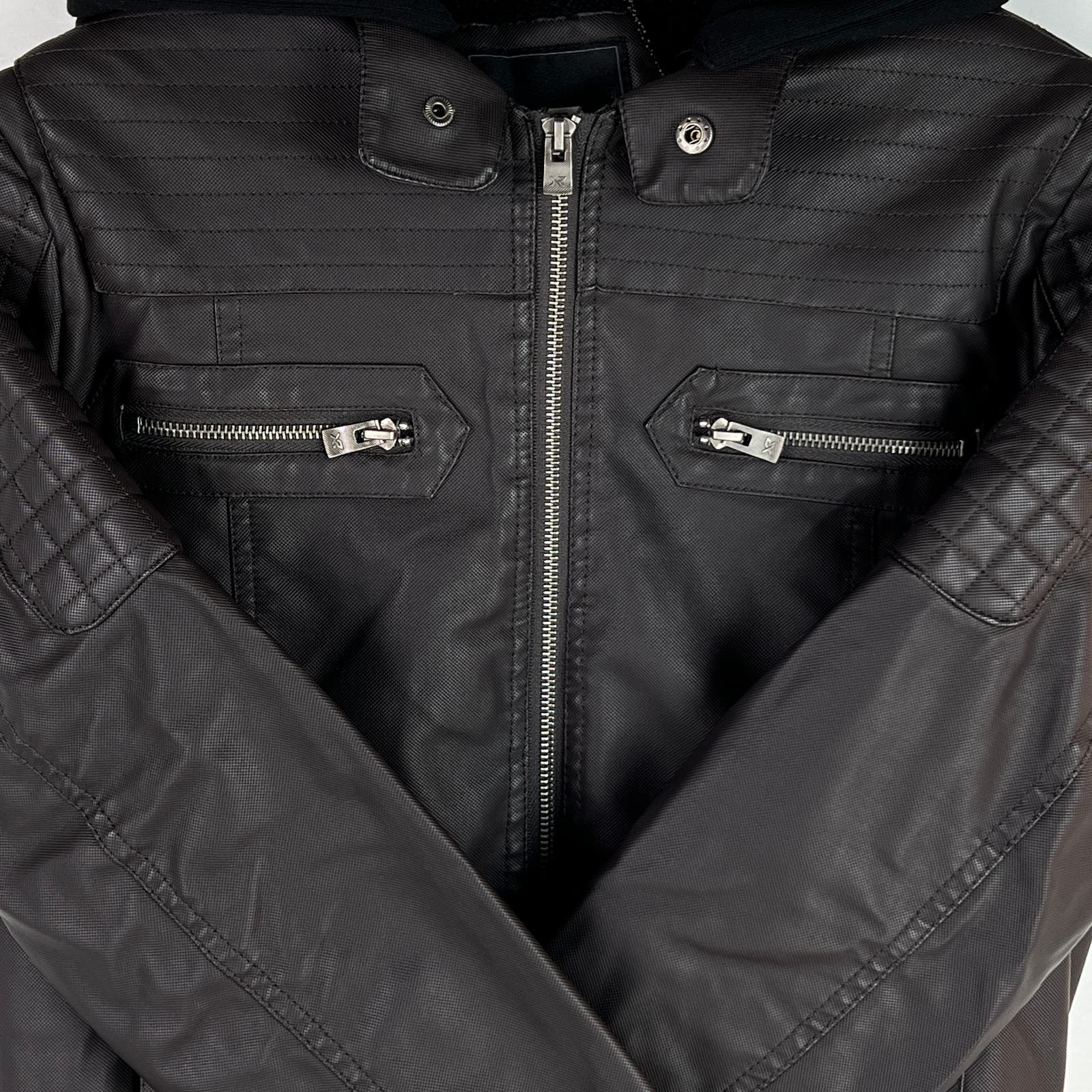 XRAY Jeans Men US S Brown Faux PU Leather Biker Jacket