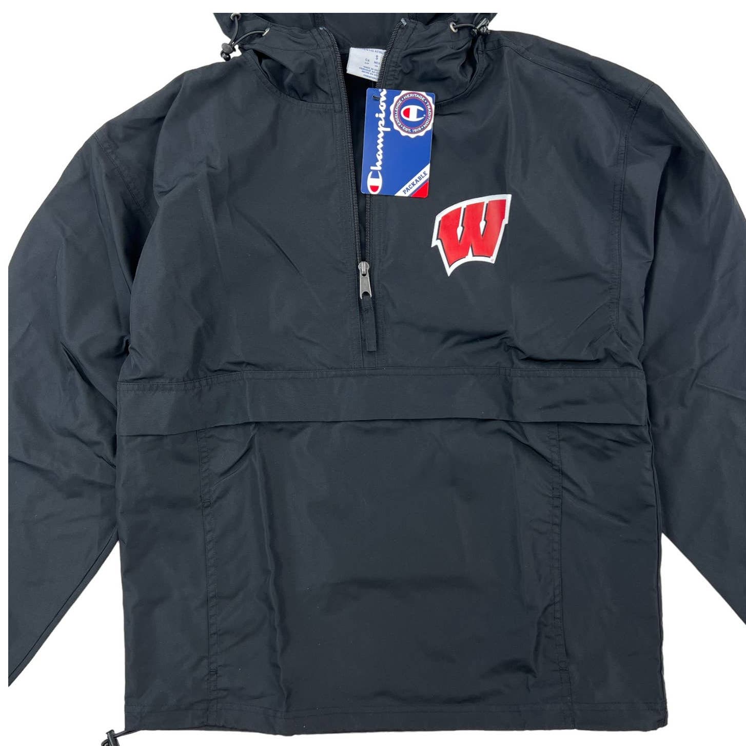 Champion Men Black Hoody US S Anorak Sport Windbreaker