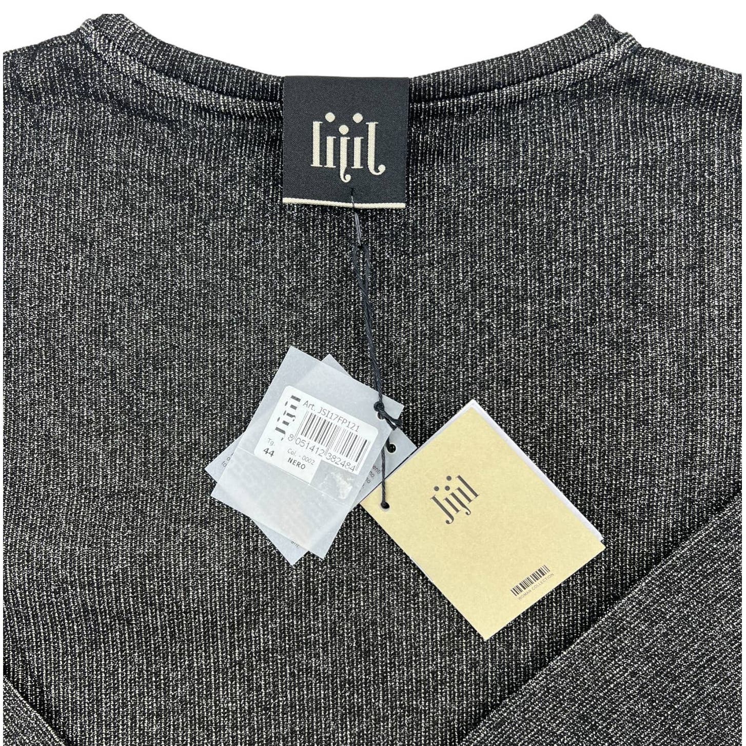 Jijil Women Nero Black Metallic Crew Neck EU 44 Long Sleeve Sweatshirt