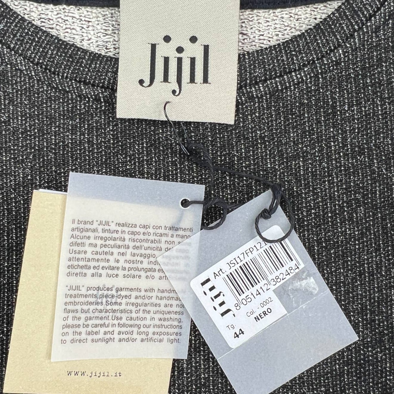Jijil Women Nero Black Metallic Crew Neck EU 44 Long Sleeve Sweatshirt