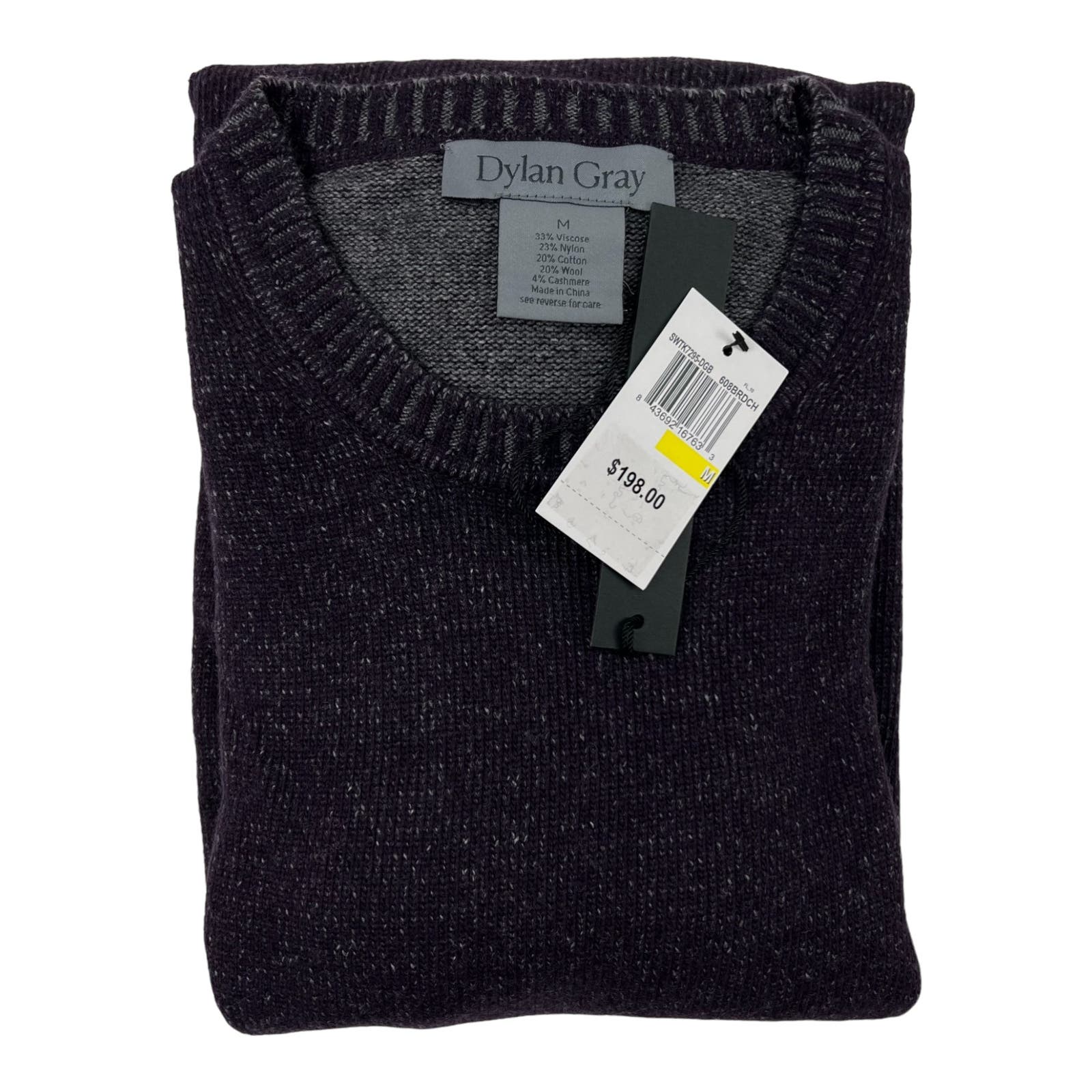 Dylan Gray Men Purple Grey Crew Neck US M Sweatshirt Cashmere