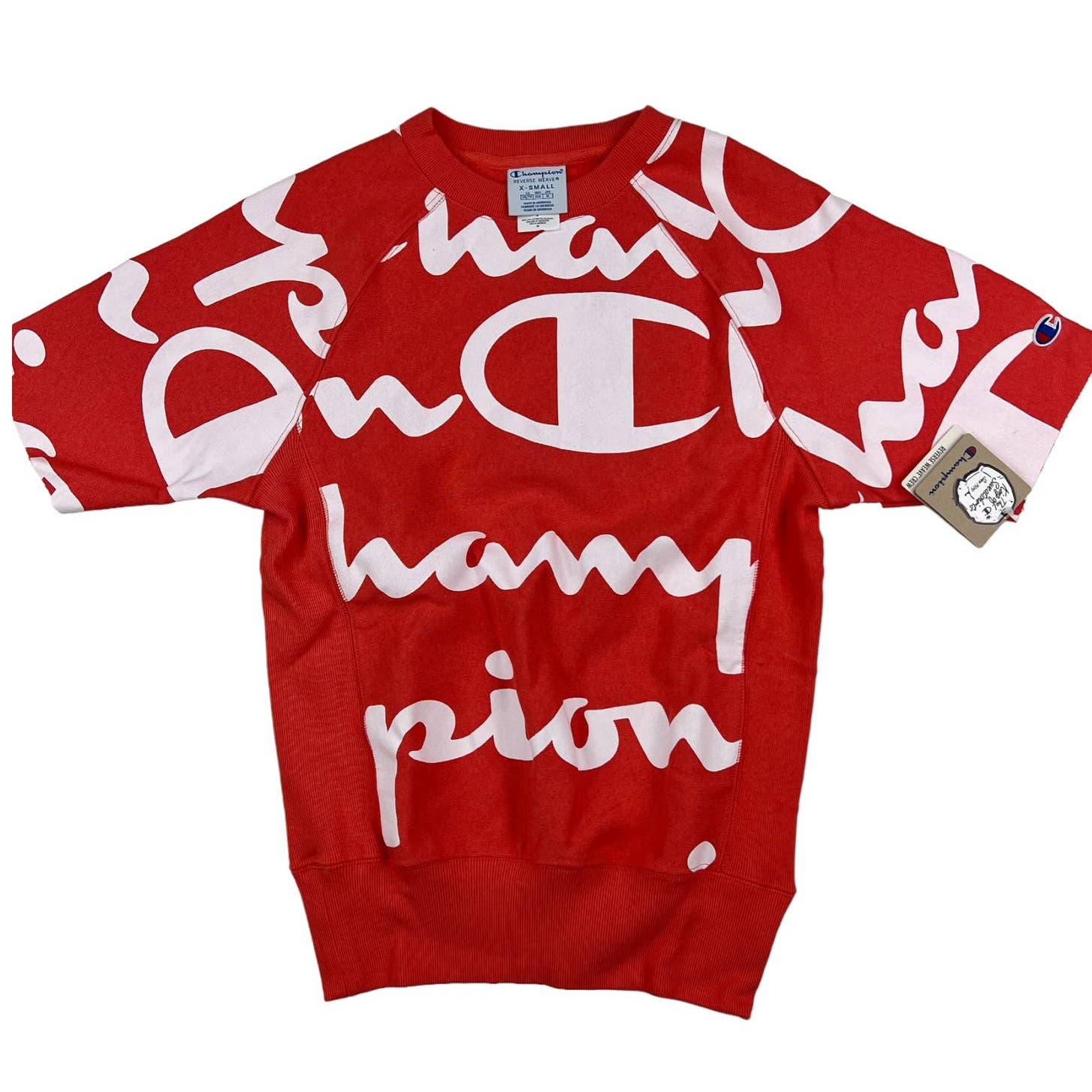 Champion Men Red Sweatshirt US XS Short Sleeve Crew Neck