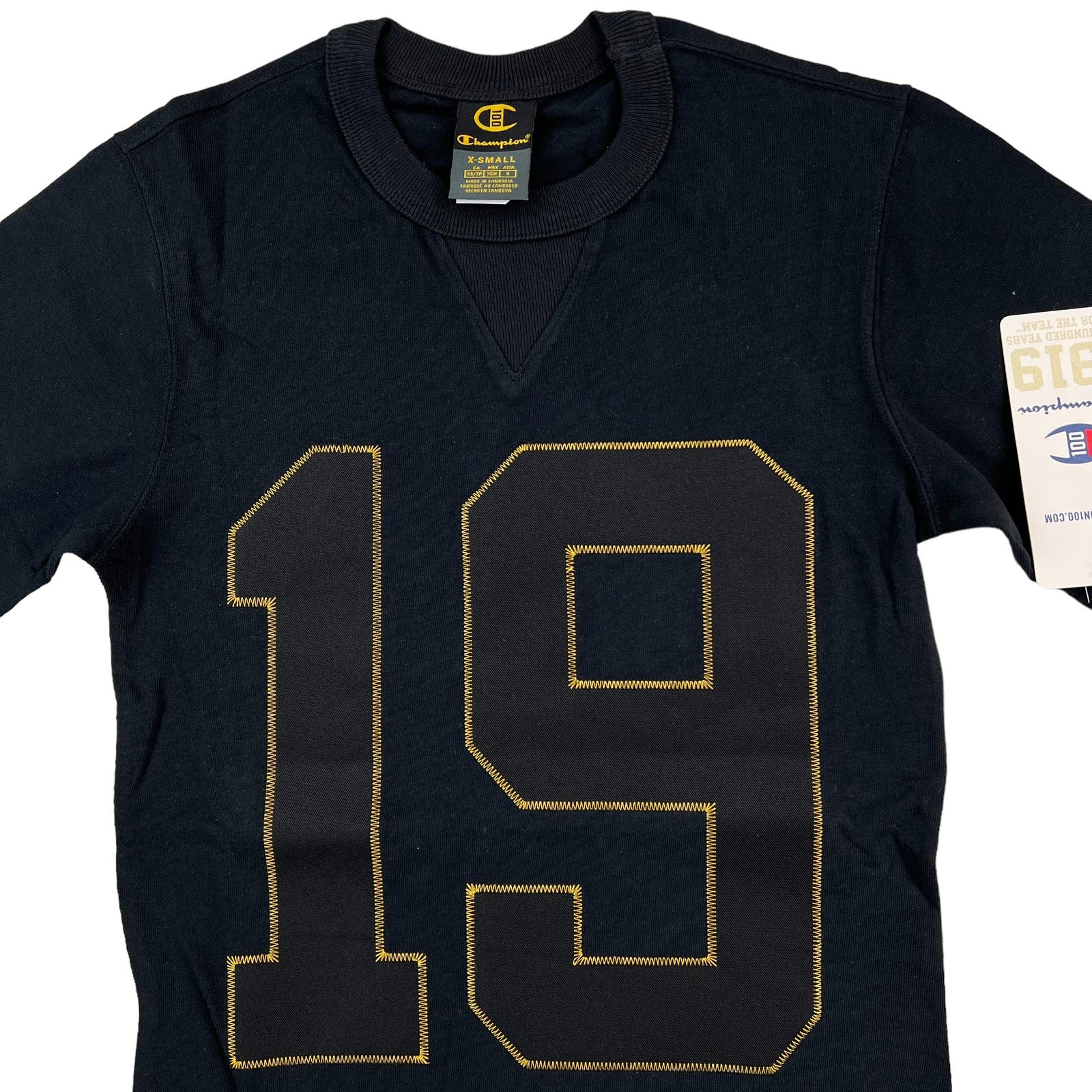 Champion Men Black T-Shirt US XS Century Collection Tee