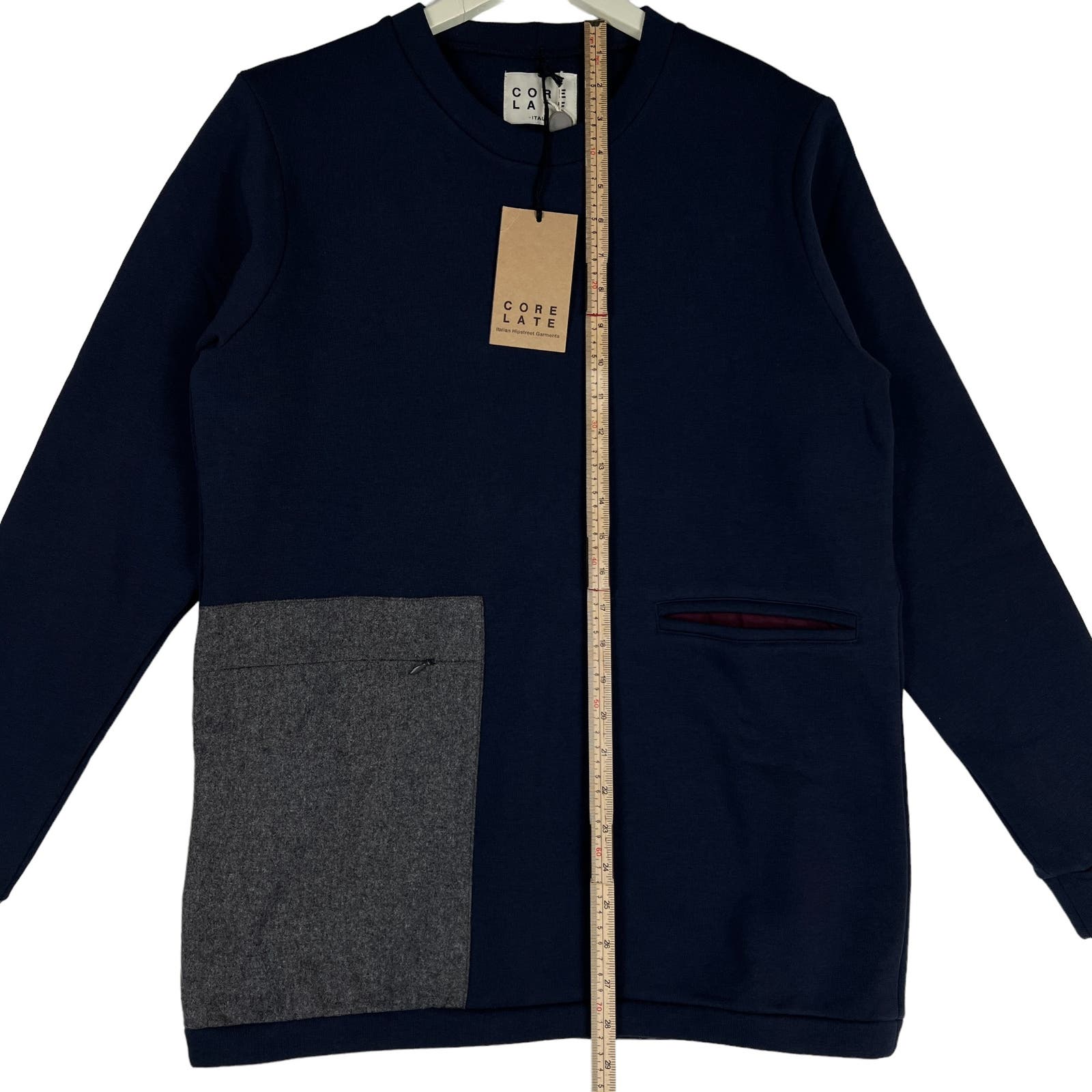 Corelate Men Small Navy Blue Sweatshirt US S Long Cotton Sleeve