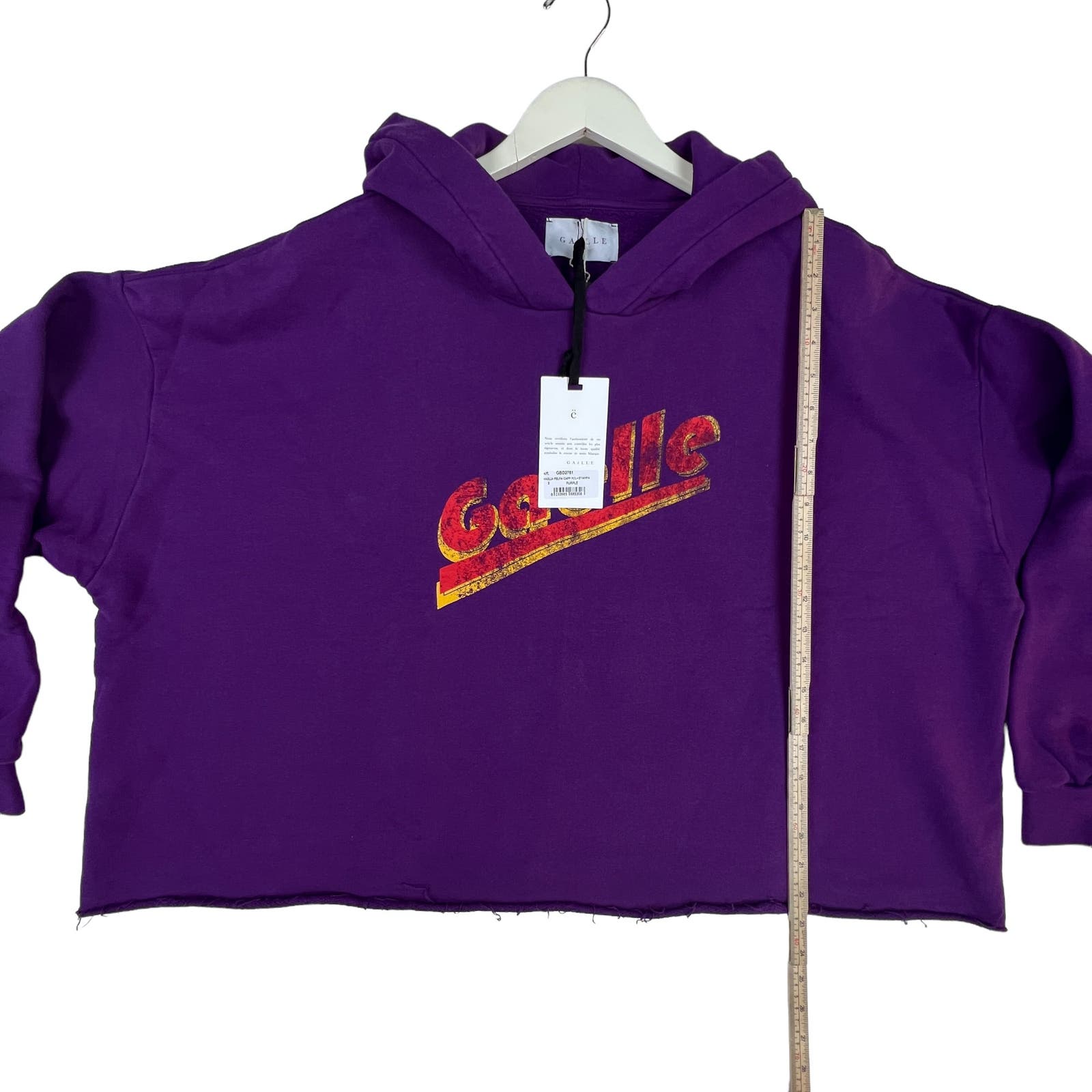 Gaelle Paris Women Purple Oversized Hoody IT 2 Long Sleeve Cotton