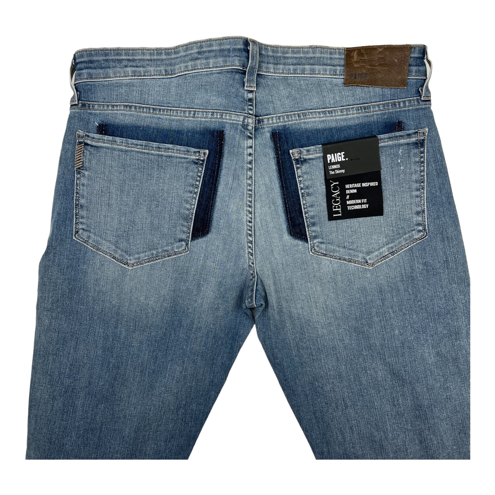 Paige Lennox Men Denim Blue Jeans US 33 Slim Skinny Ripped