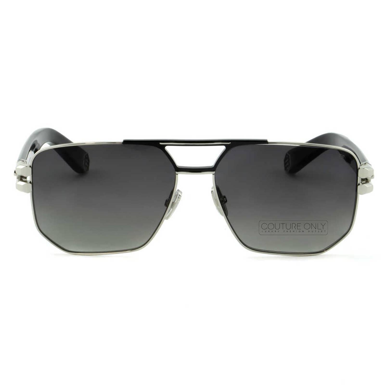 Men Black & Silver Titanium Square Sunglasses SPP012M-583P