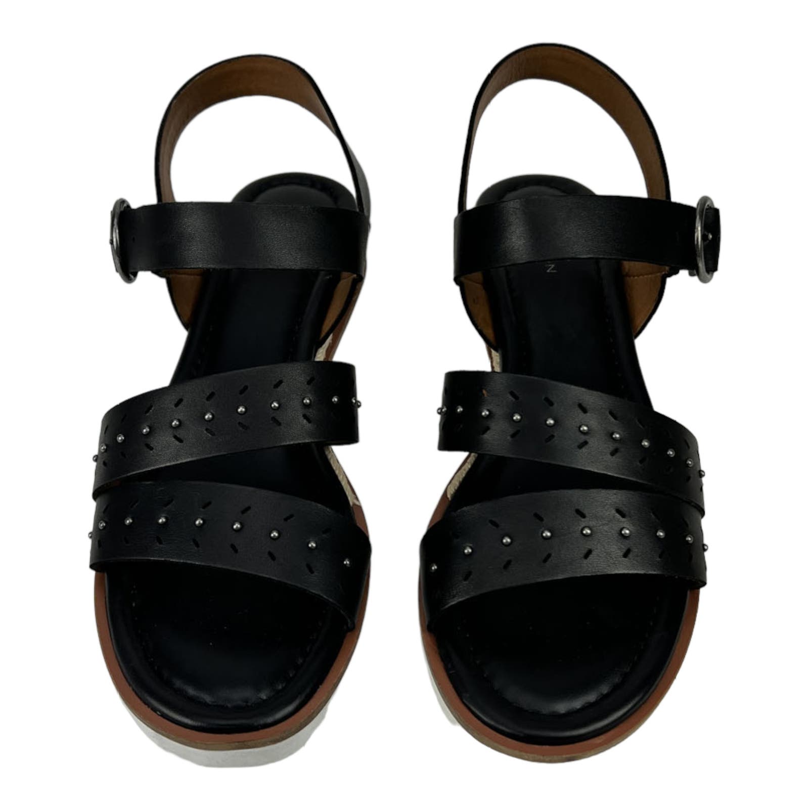 Caslon Women US 10 Slides Black Leather Sandal Shoes