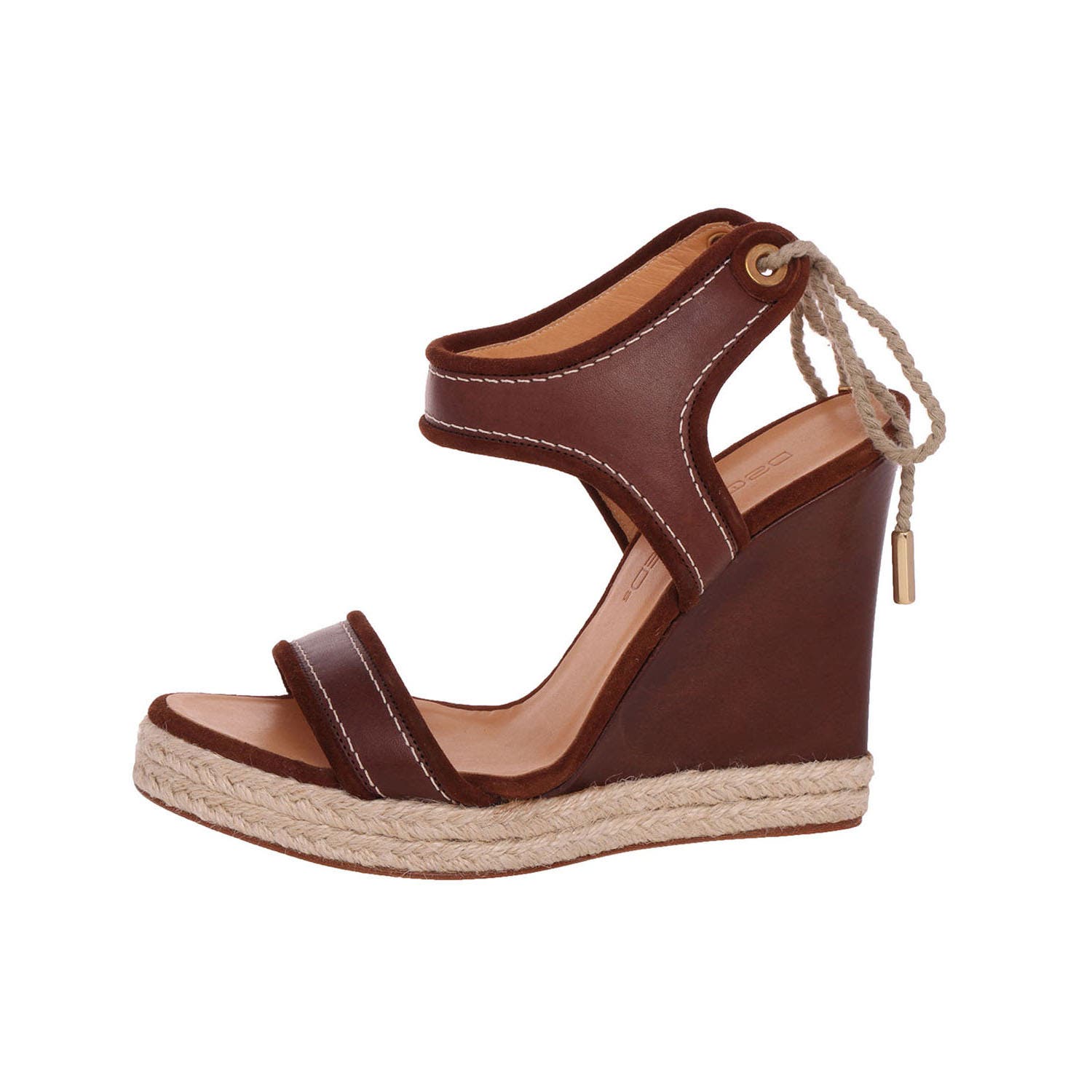DSQUARED2 Women US 8 Brown Leather Back Laced Wedge