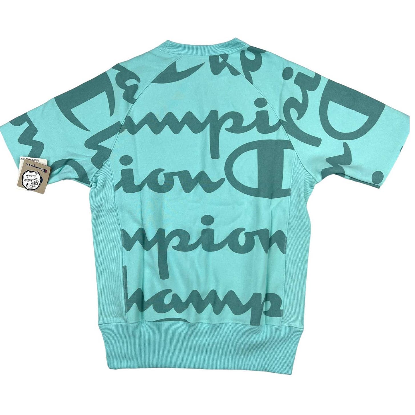 Champion Men Turquiose Blue Sweatshirt US XS Short Sleeve Crew Neck