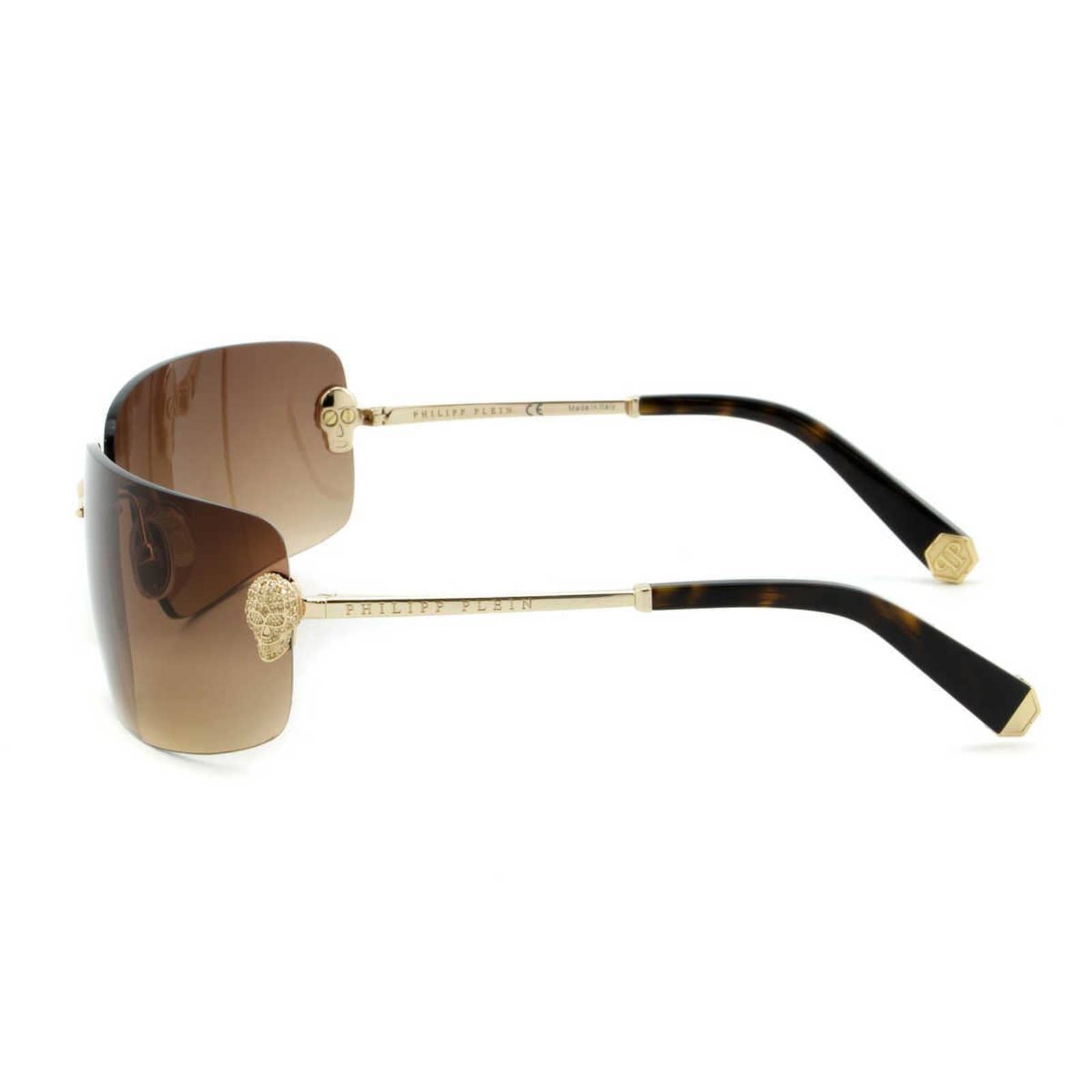 Women Titanium Rimless Brown Sunglasses SPP027S-300Y