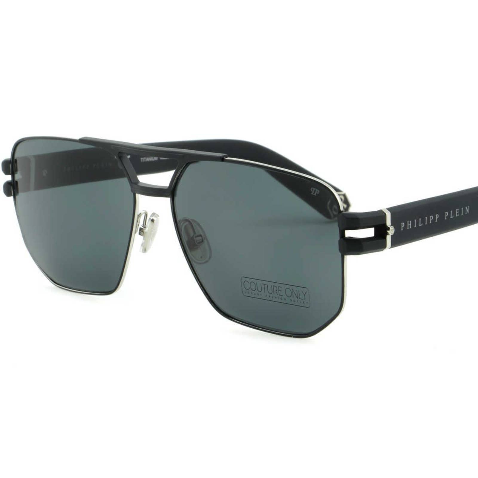 Men Black Titanium Square Sunglasses SPP012M-0523