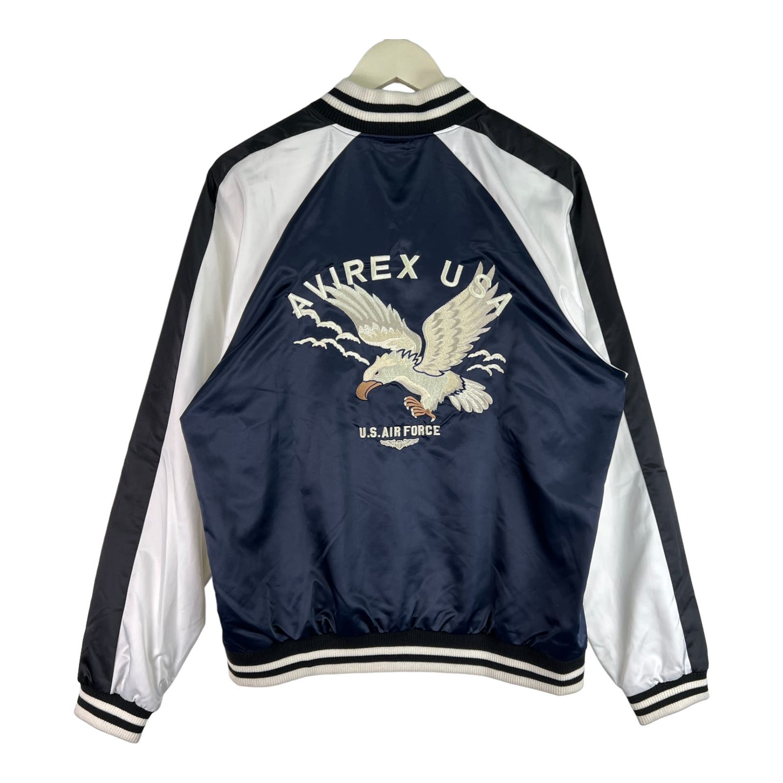 Avirex Civilian Military Tailors Men US L Jacket Full Zip Front Navy White Blazer