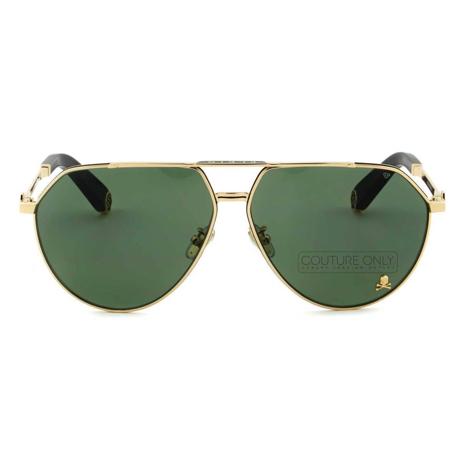 Men Aviator Gold Metal Sunglasses "The Skull"