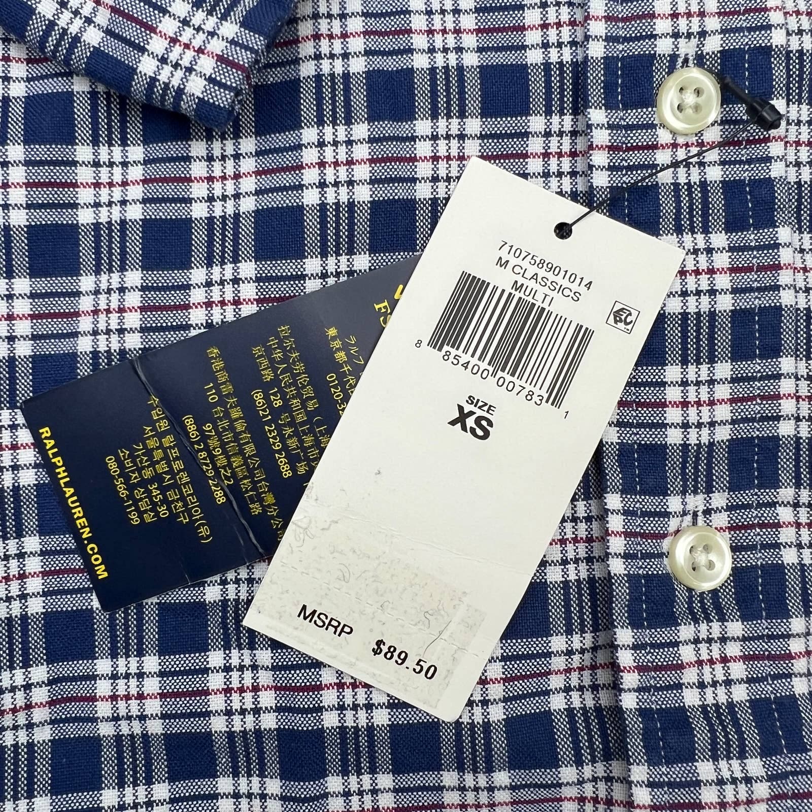 POLO by Ralph Lauren 100% Cotton Men Blue Plaid Shirt US XS Button Down