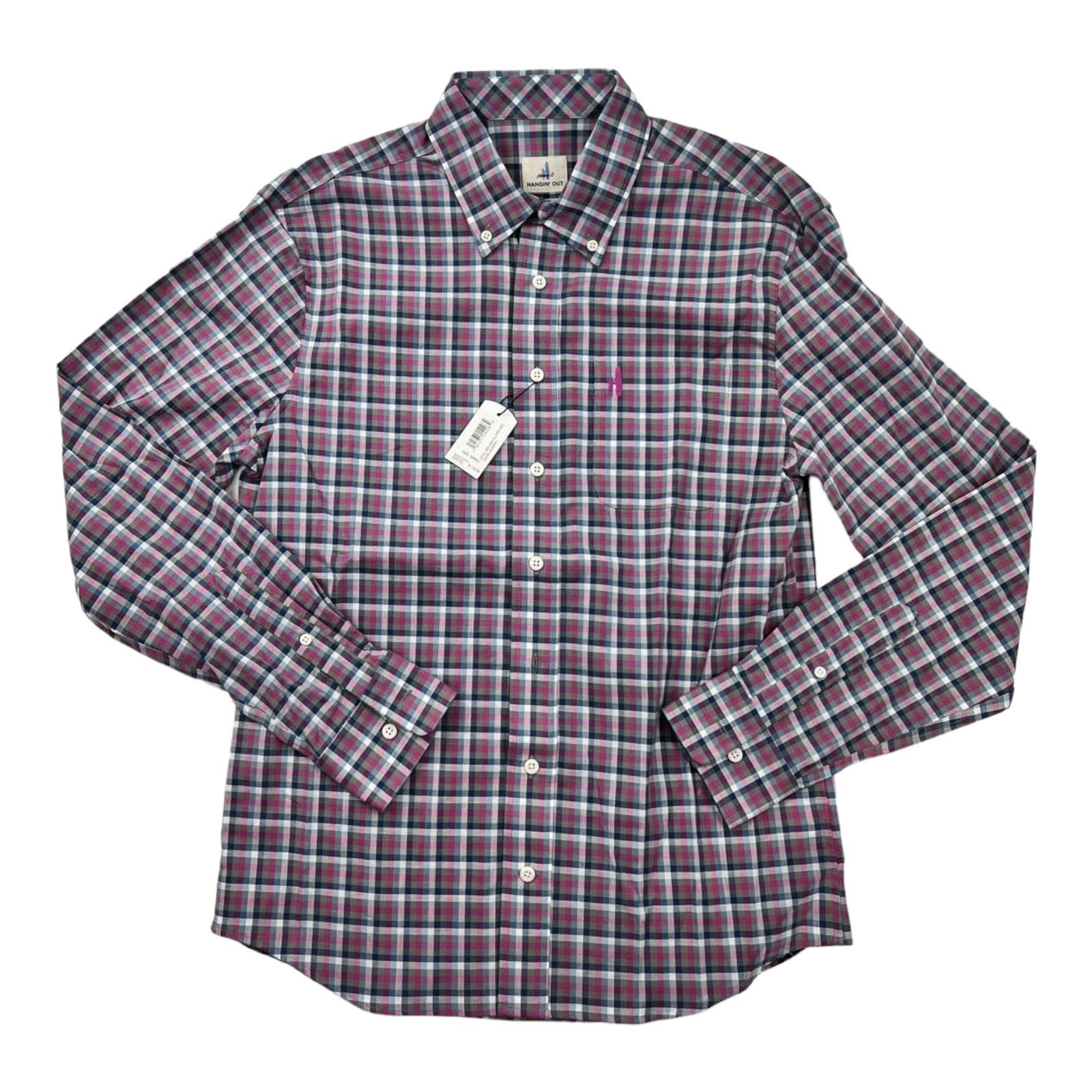 Johnnie-O Men Purple Multicolor Plaid Shirt US S Long sleeve Button Down