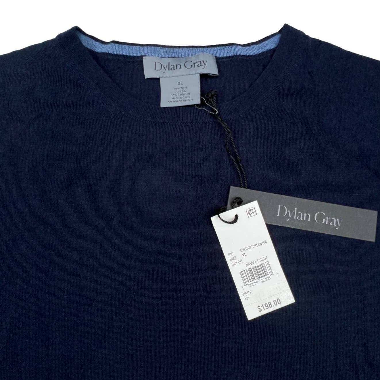 Dylan Gray Men Navy Blue Sweatshirt US XL Crew Neck Long Sleeve