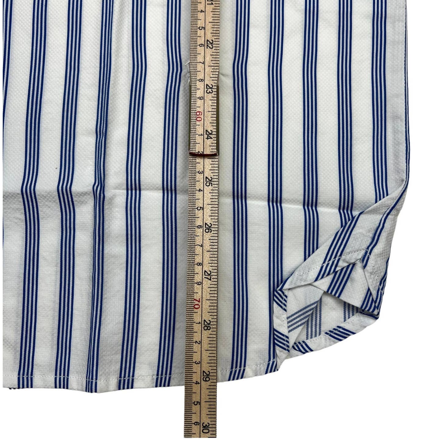 Soulland Cornwall Men White Striped Shirt US L Short Sleeve