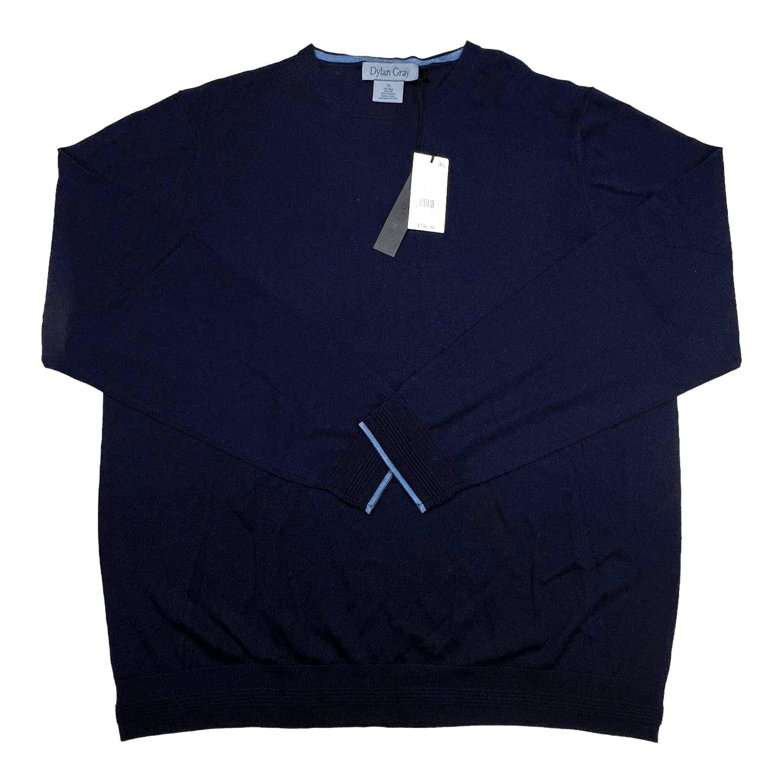 Dylan Gray Men Navy Blue Sweatshirt US XL Crew Neck Long Sleeve
