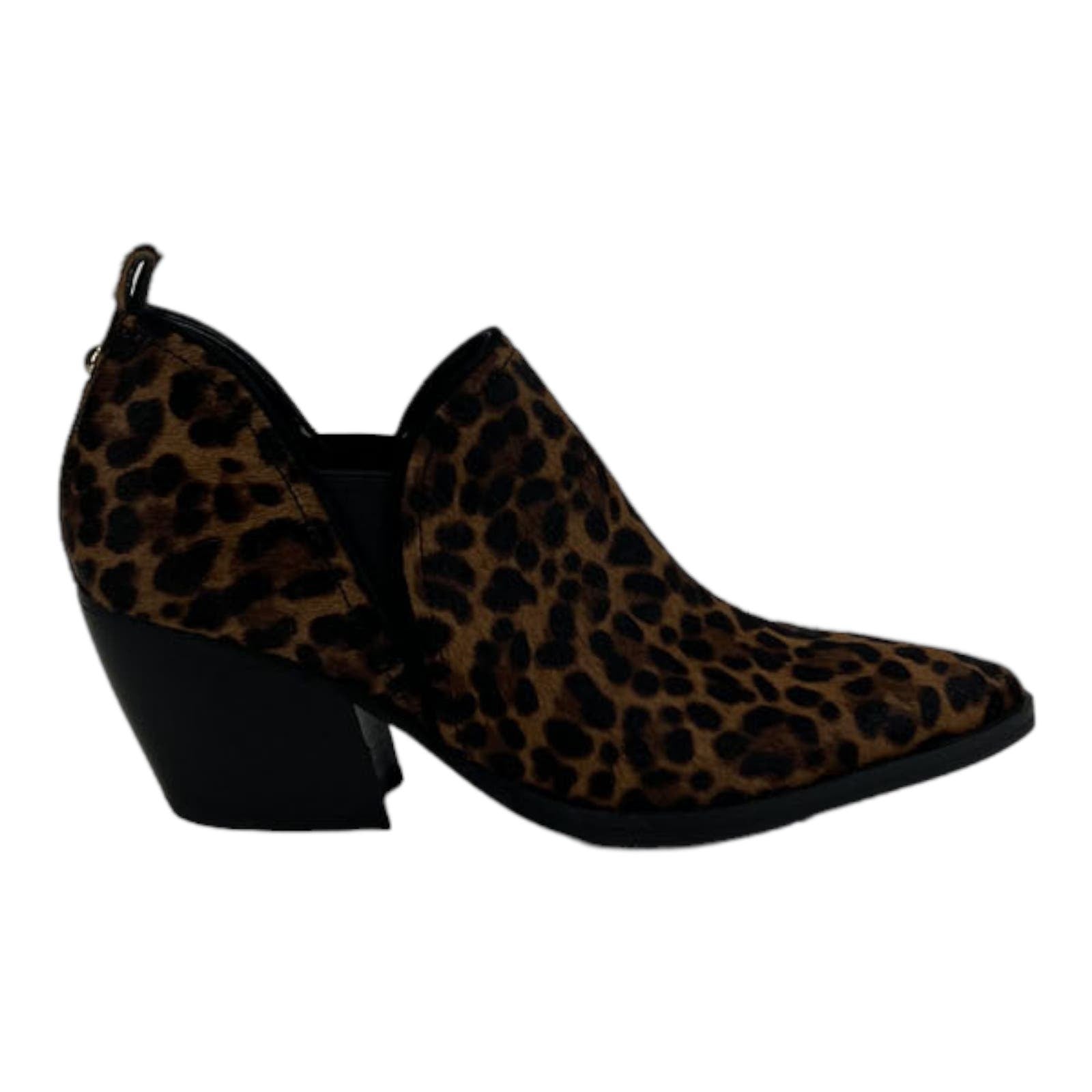 Marc Fisher Women US 7.5 LTD Obra Genuine Black Brown Leather Pointy Bootie