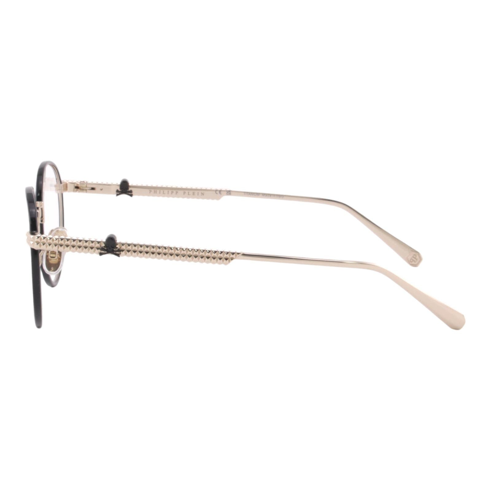 Women Round Glasses VPP061V-0300 Black & Gold Titanium Optical Frame