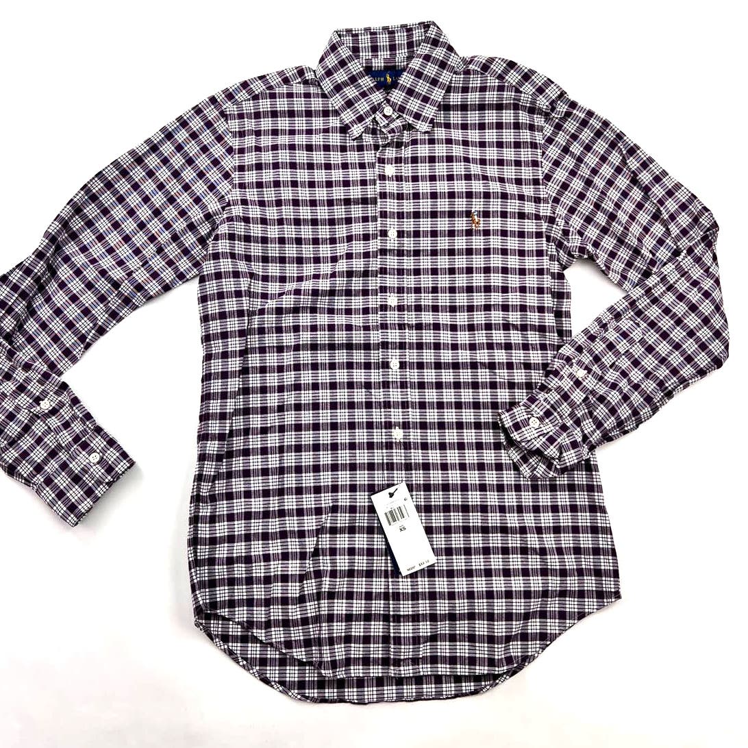 Polo Ralph Lauren Men Plaid Check US XS Oxford Dress Shirt