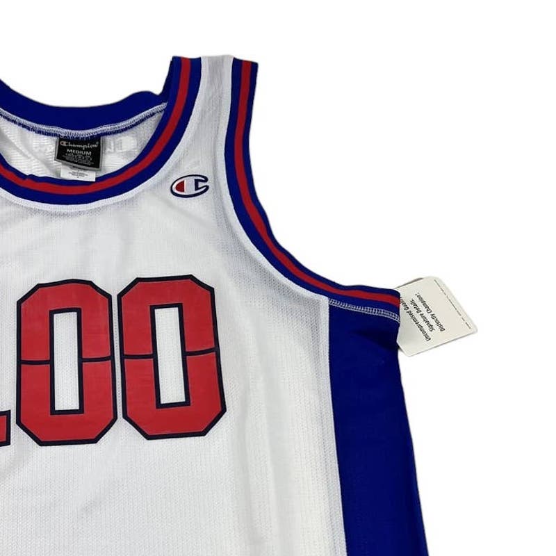 Champion Men White Blue Tank Top US M Sports Sleeveless Jersey
