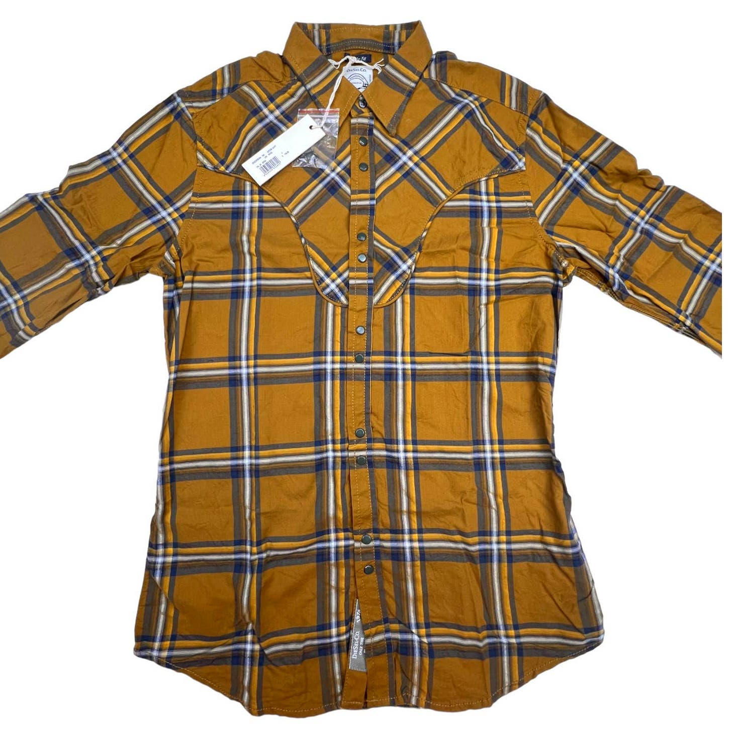 Diesel Men Brown Plaid Long Sleeve US S Button Down US S